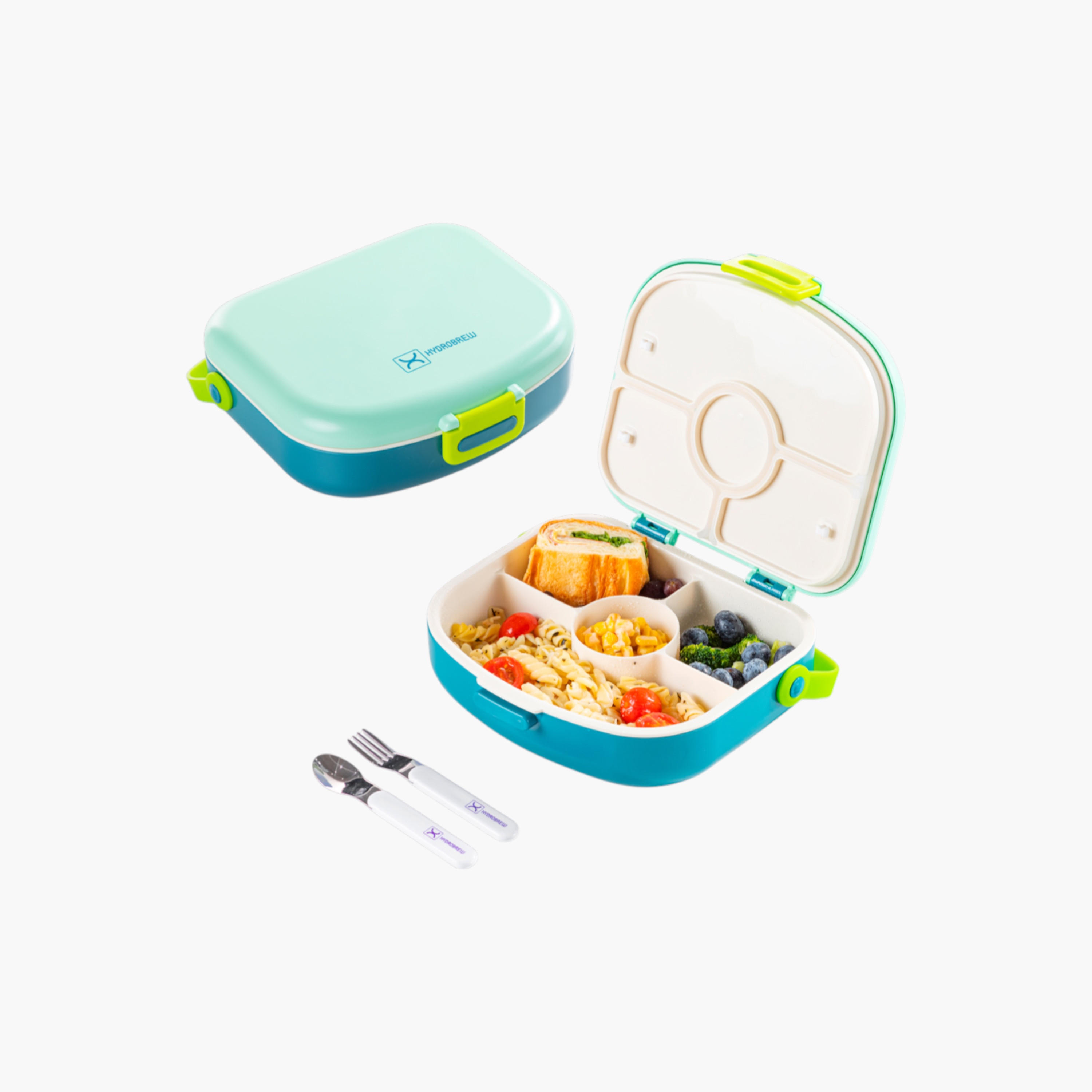 Hydrobrew Solid 4-Compartment Bento Lunch Box with Spoon and Fork-school-lunchessentials-lunchboxes-image-1