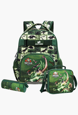 طقم شنط ظهر بطبعات ديناصور 18 بوصة 3 قطع من إيزي كيدز- 19×40×30 سم-school-bagsandbackpacks-image-1