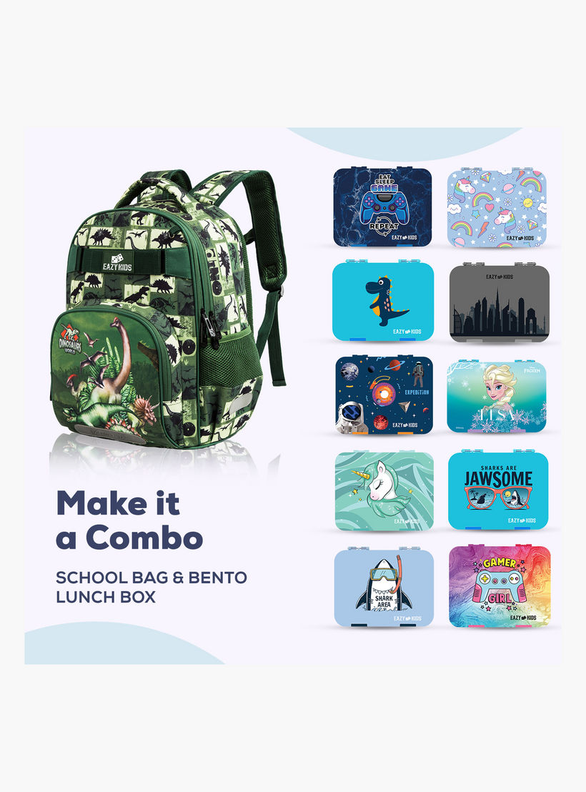 طقم شنط ظهر بطبعات ديناصور 18 بوصة 3 قطع من إيزي كيدز- 19×40×30 سم-school-bagsandbackpacks-sets-image-11