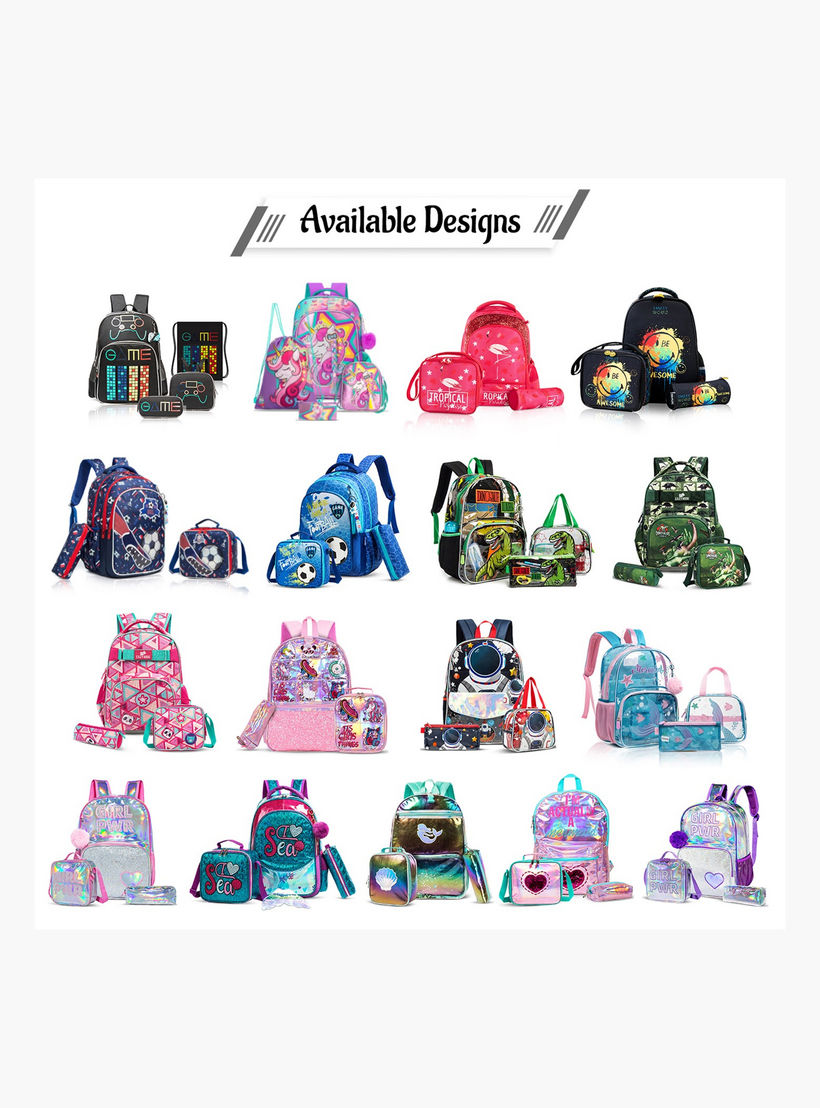 طقم شنط ظهر بطبعات ديناصور 18 بوصة 3 قطع من إيزي كيدز- 19×40×30 سم-school-bagsandbackpacks-sets-image-3