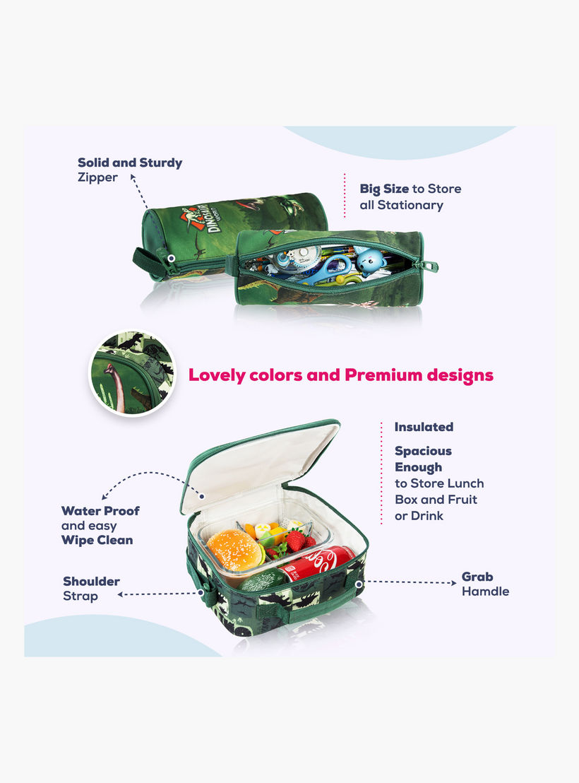 طقم شنط ظهر بطبعات ديناصور 18 بوصة 3 قطع من إيزي كيدز- 19×40×30 سم-school-bagsandbackpacks-sets-image-6