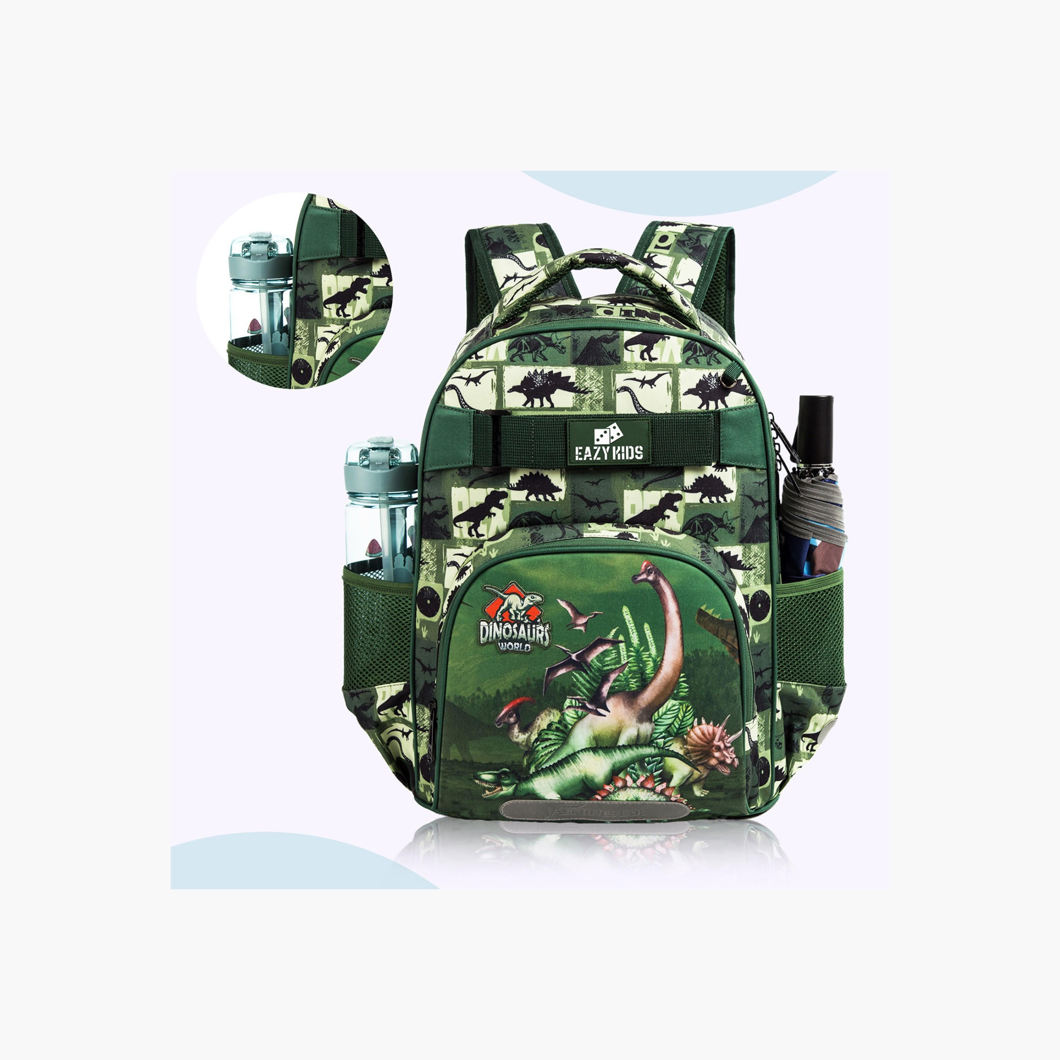 طقم شنط ظهر بطبعات ديناصور 18 بوصة 3 قطع من إيزي كيدز- 19×40×30 سم-school-bagsandbackpacks-sets-image-8