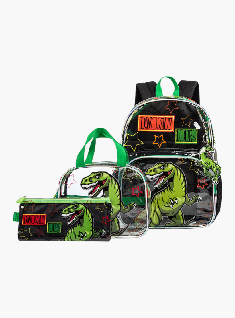 طقم شنطة ظهر 17 بوصة بطبعات ديناصور 3 قطع من إيزي كيدز - 30x18x43 سم-school-bagsandbackpacks-sets-image-2
