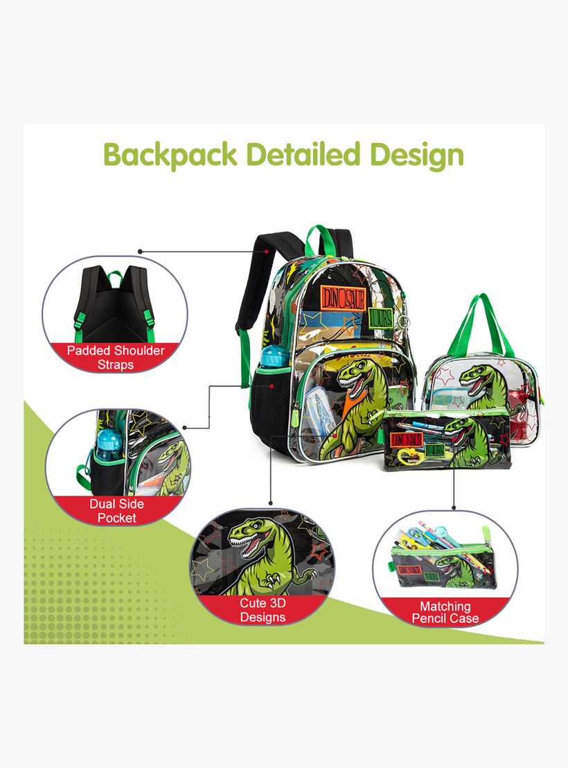 طقم شنطة ظهر 17 بوصة بطبعات ديناصور 3 قطع من إيزي كيدز - 30x18x43 سم-school-bagsandbackpacks-sets-image-6