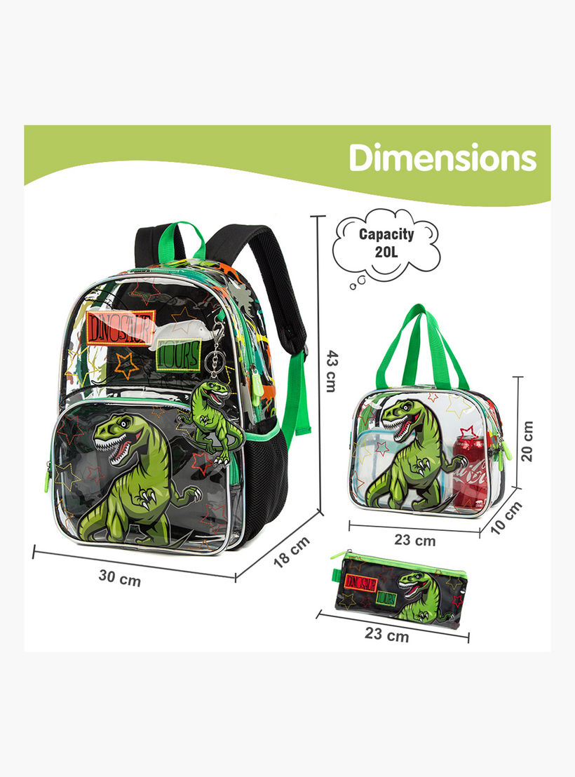 طقم شنطة ظهر 17 بوصة بطبعات ديناصور 3 قطع من إيزي كيدز - 30x18x43 سم-school-bagsandbackpacks-sets-image-7