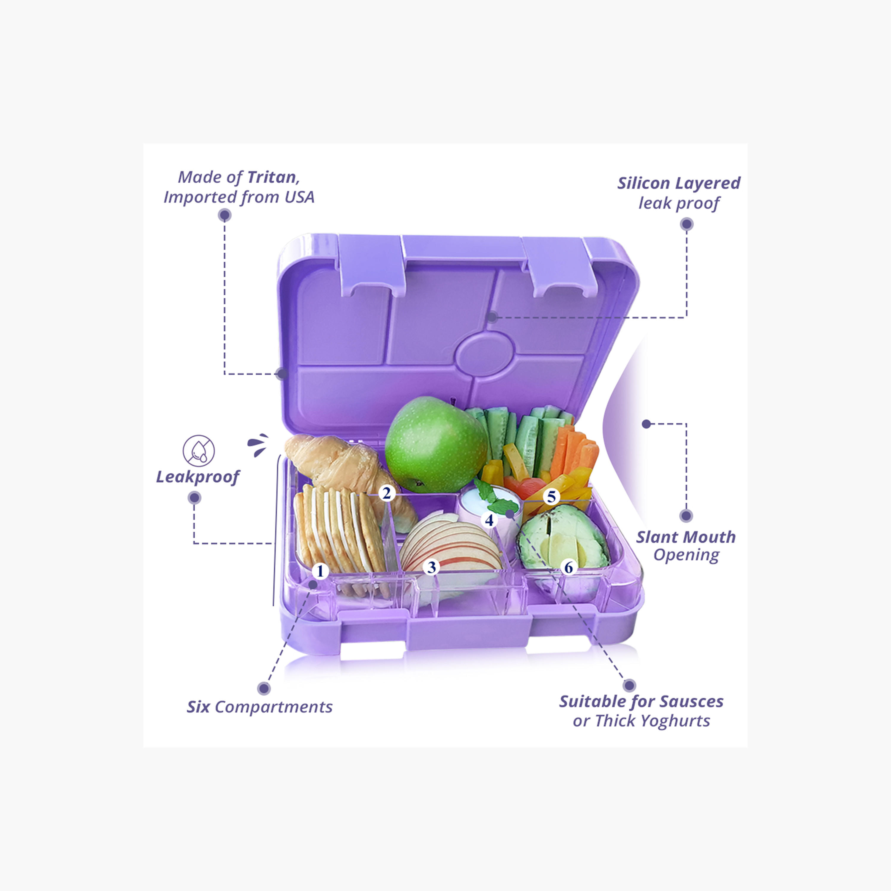 شنطة غداء بنتو بطبعات يونيكورن بـ6 أقسام من إيزي كيدز-school-lunchessentials-lunchboxes-image-4