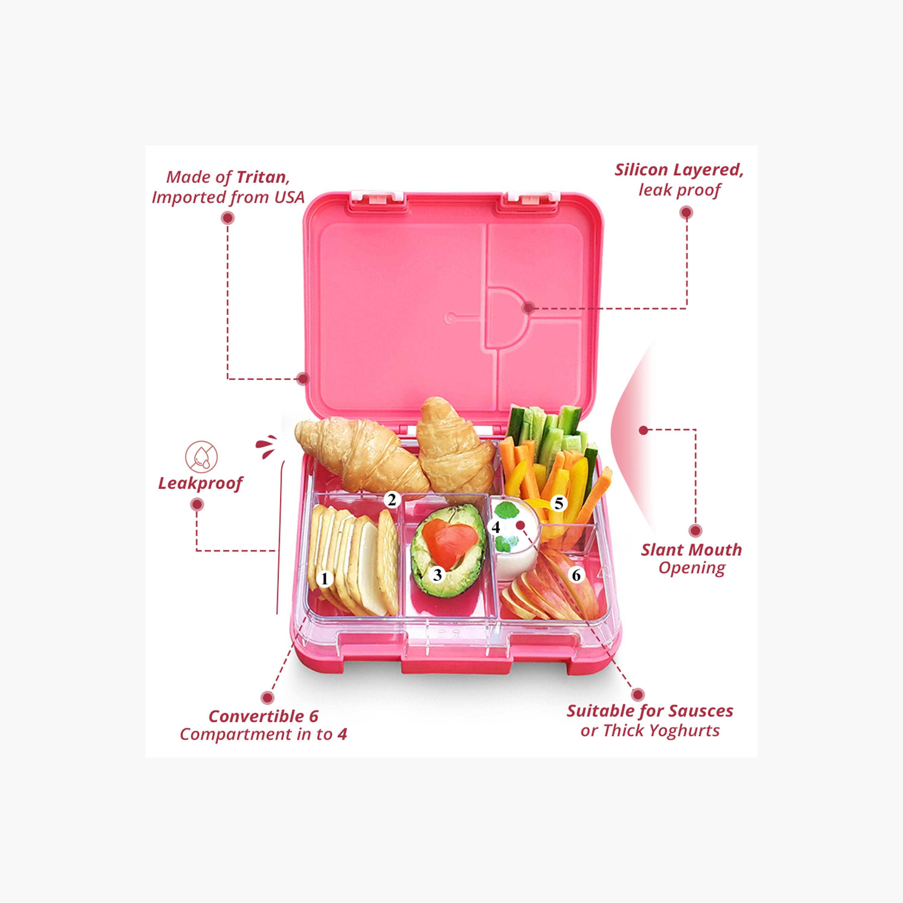 Eazy Kids Unicorn Print Convertible Lunch Box with Sandwich Cutter and Fruit Pick Set-school-lunchessentials-lunchboxes-image-4