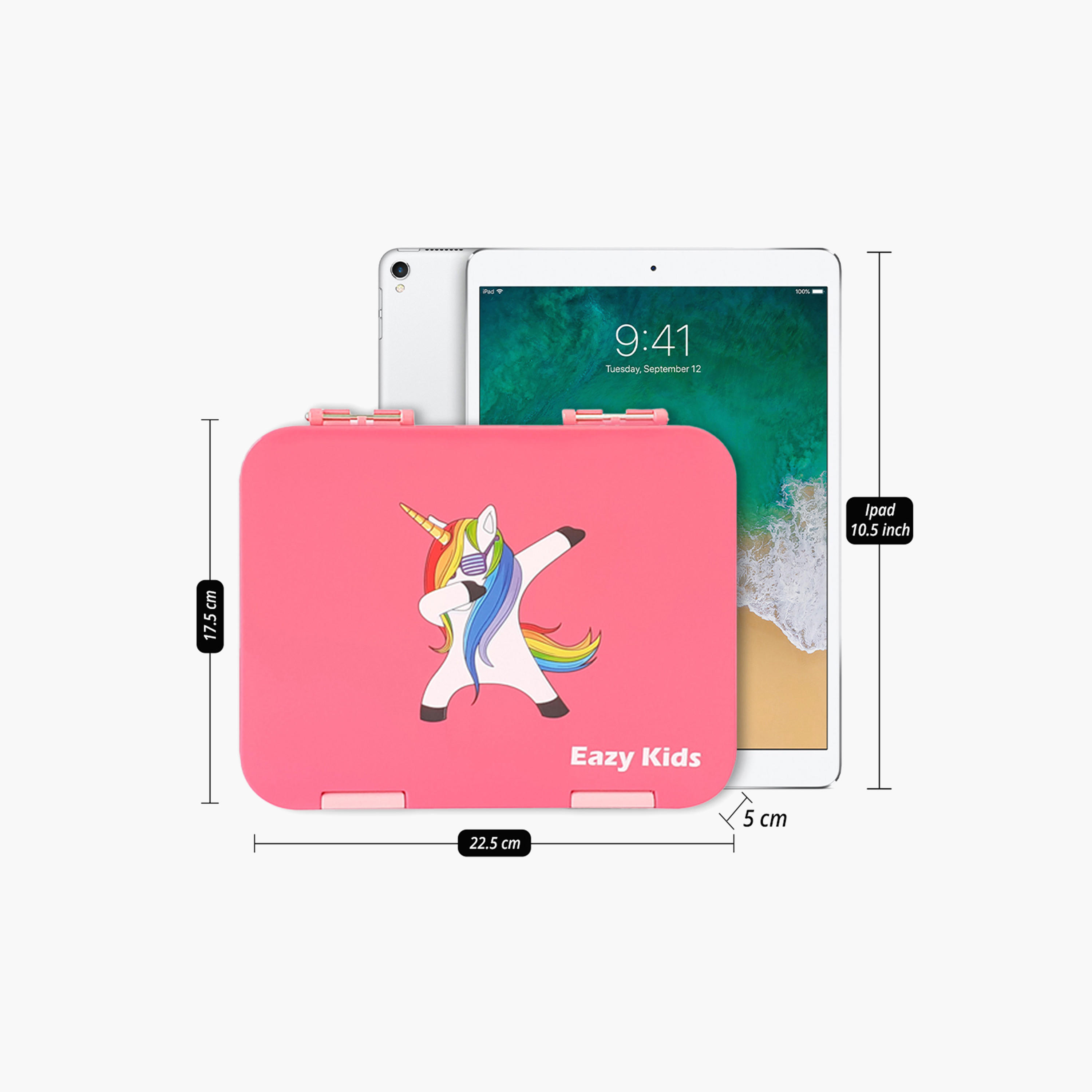 Eazy Kids Unicorn Print Convertible Lunch Box with Sandwich Cutter and Fruit Pick Set-school-lunchessentials-lunchboxes-image-2