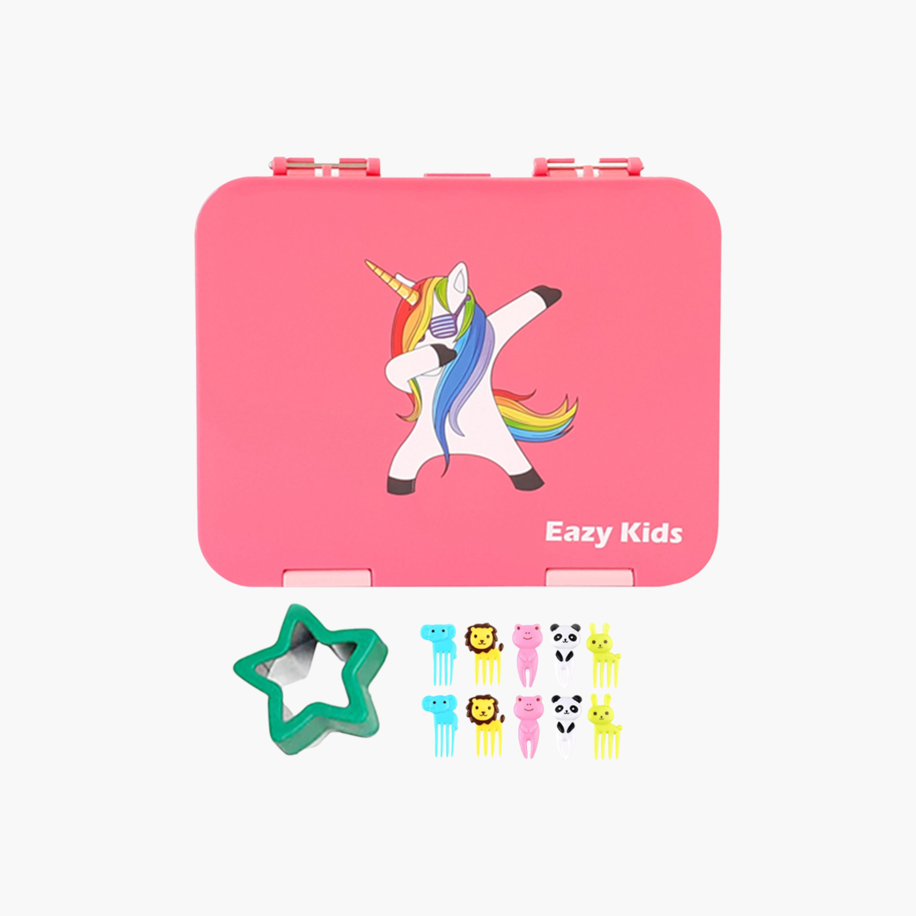 Eazy Kids Unicorn Print Convertible Lunch Box with Sandwich Cutter and Fruit Pick Set-school-lunchessentials-lunchboxes-image-4