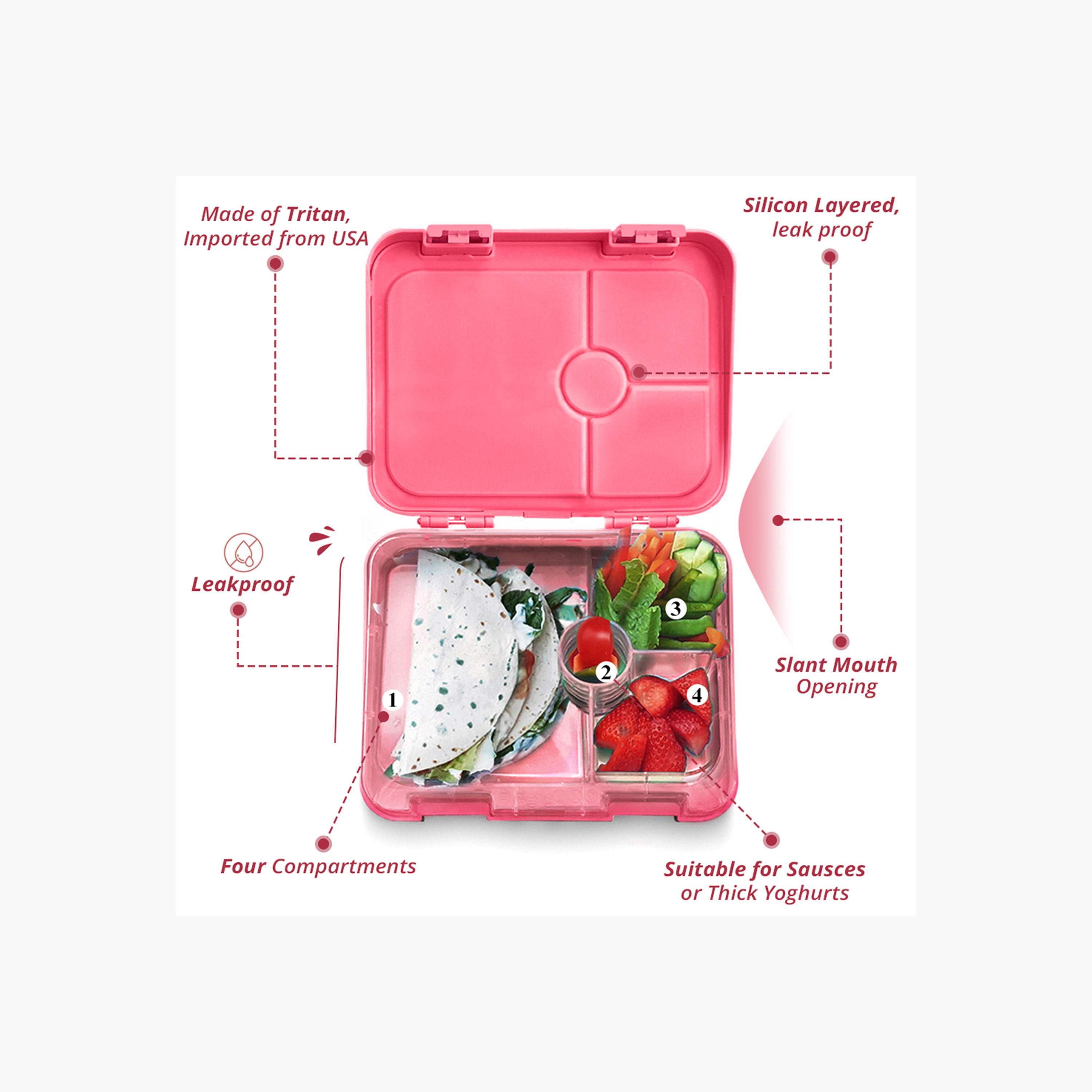 Eazy Kids Unicorn Print Convertible Lunch Box with Sandwich Cutter and Fruit Pick Set-school-lunchessentials-lunchboxes-image-5