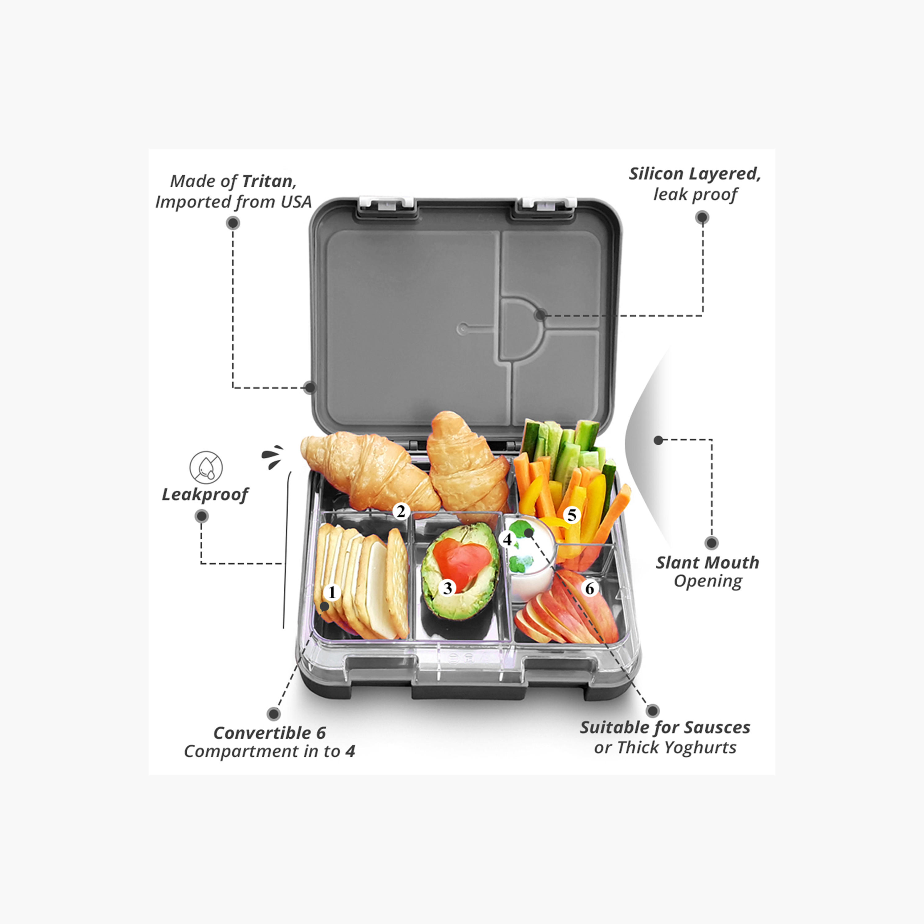 Eazy Kids Printed Convertible Compartment Bento Lunch Box and Sandwich Cutter Set-school-lunchessentials-lunchboxes-image-4