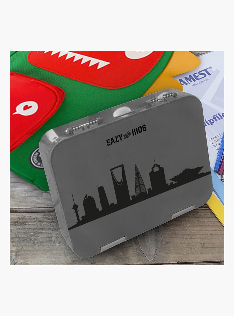 طقم شنطة غداء بنتو بطبعات بـ4 أقسام مع قاطع ساندويتشات من إيزي كيدز-school-lunchessentials-lunchboxes-image-4