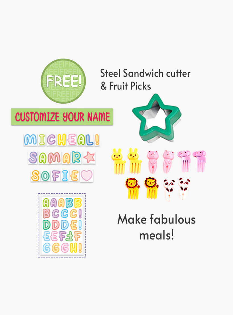 طقم شنطة غداء بنتو بطبعات بـ4 أقسام مع قاطع ساندويتشات من إيزي كيدز-school-lunchessentials-lunchboxes-image-6
