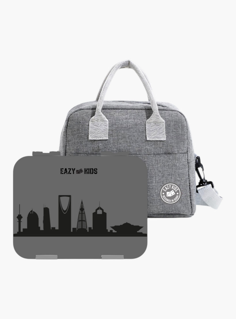طقم شنطة غداء بنتو بطبعات بـ4 أقسام مع قاطع ساندويتشات من إيزي كيدز-school-lunchessentials-lunchboxes-image-7