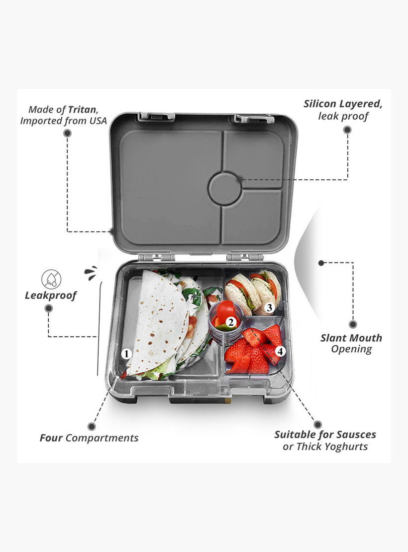 طقم شنطة غداء بنتو بطبعات بـ4 أقسام مع قاطع ساندويتشات من إيزي كيدز-school-lunchessentials-lunchboxes-image-5
