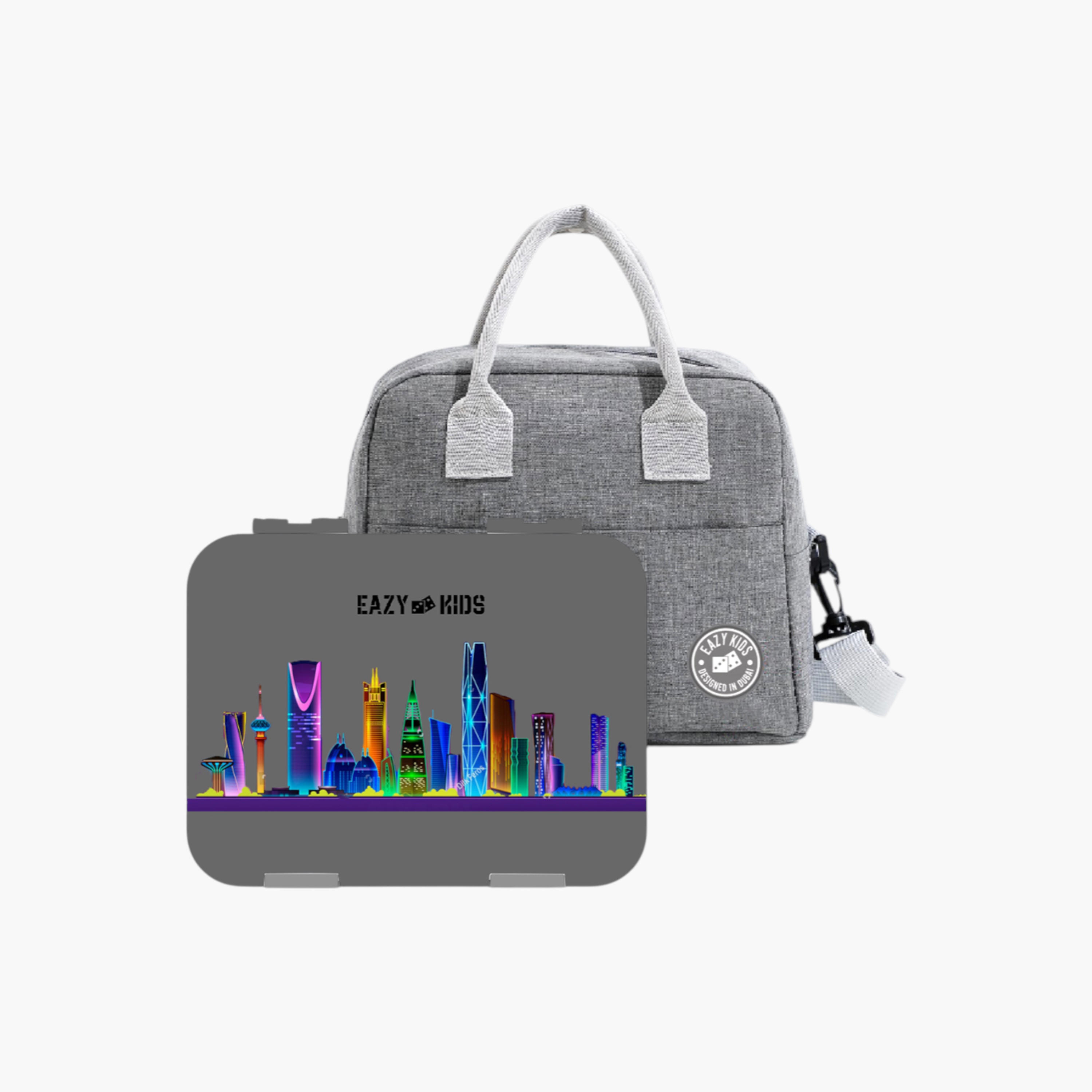 طقم شنطة غداء بنتو بطبعات بـ4 أقسام مع قاطع ساندويتشات من إيزي كيدز-school-lunchessentials-lunchboxes-image-9