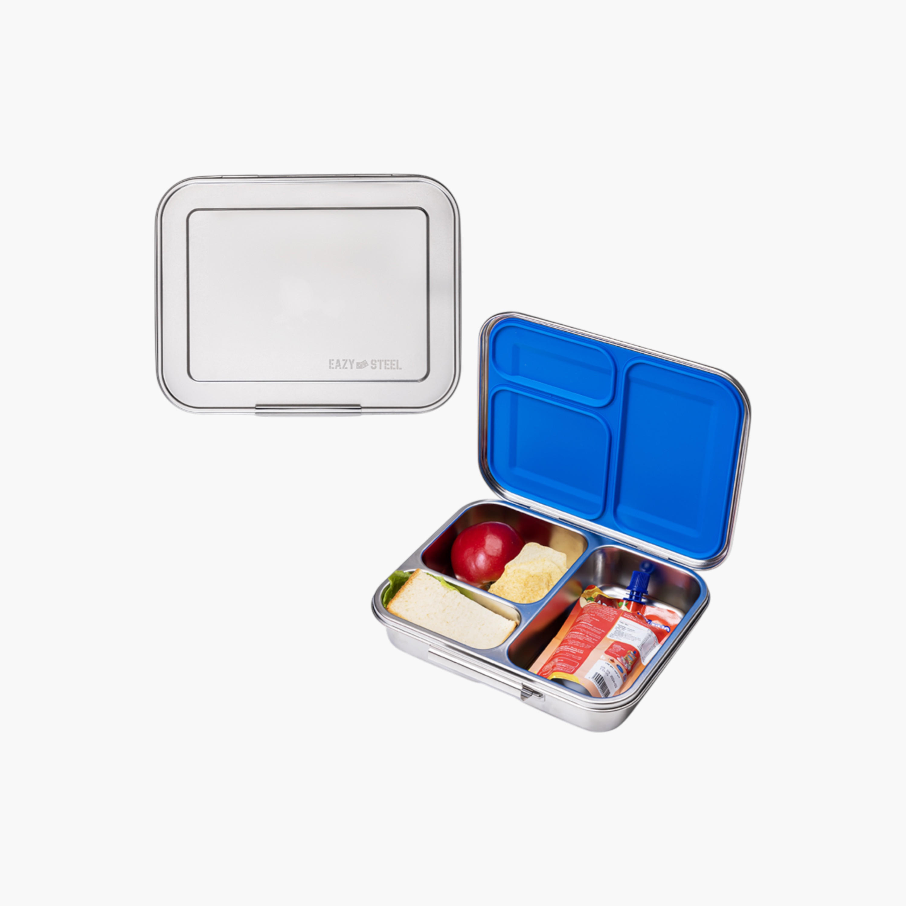 Eazy Kids Solid Sectioned Bento Steel Lunch Box-school-lunchessentials-lunchboxes-image-1