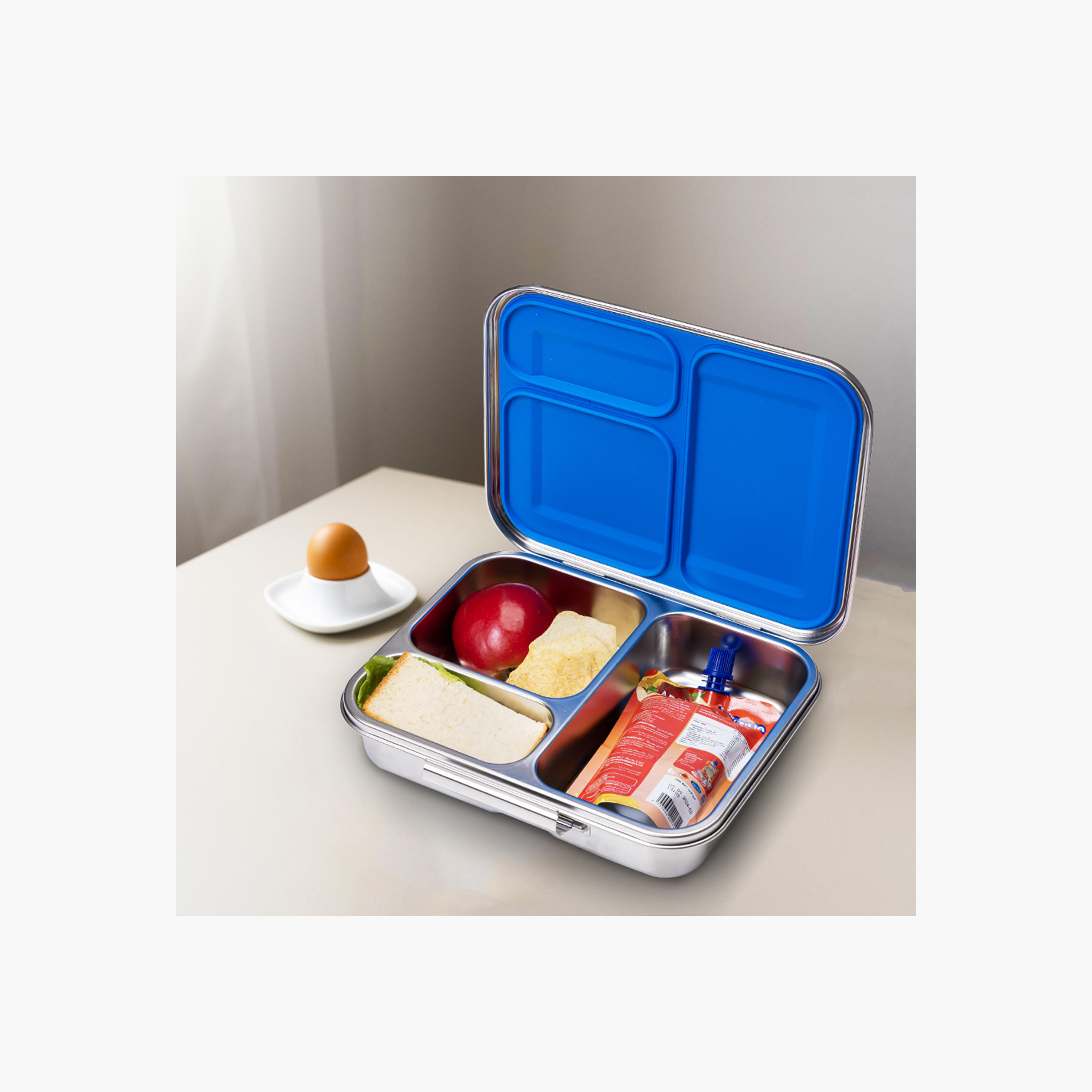 Eazy Kids Solid Sectioned Bento Steel Lunch Box-school-lunchessentials-lunchboxes-image-5
