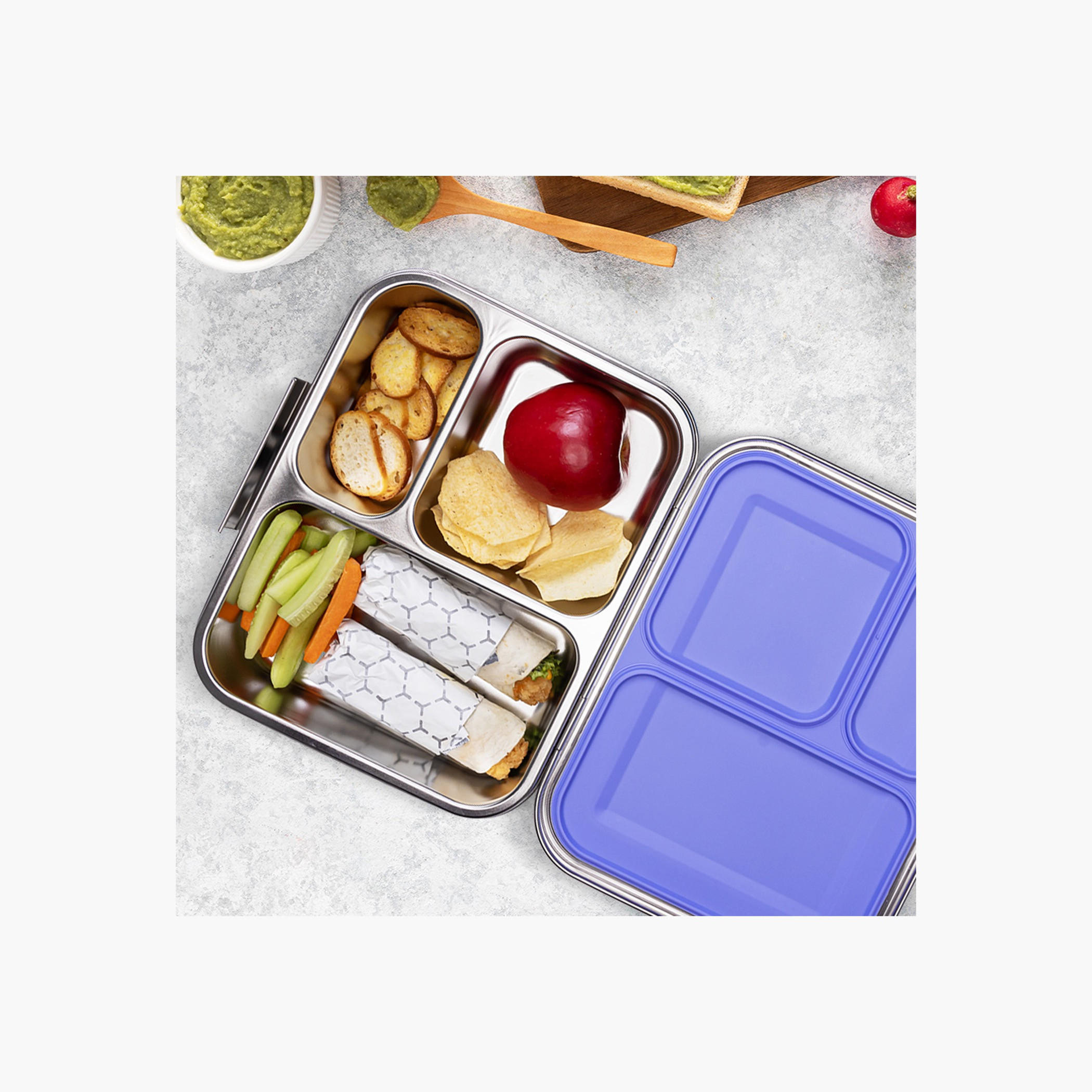 Eazy Kids 3-Compartment Stainless Steel Bento Lunch Box-school-lunchessentials-lunchboxes-image-9