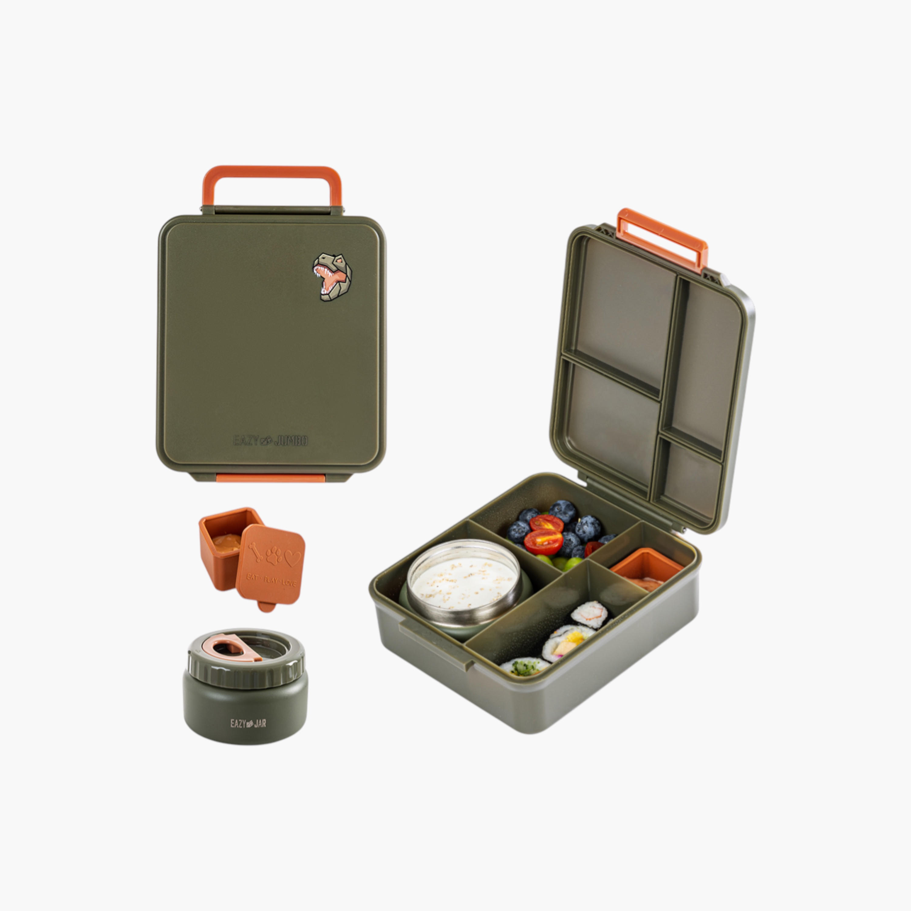 Eazy Kids Jumbo Solid Lunch Box with Insulated Jar and Dip Box Set-school-lunchessentials-lunchboxes-image-1