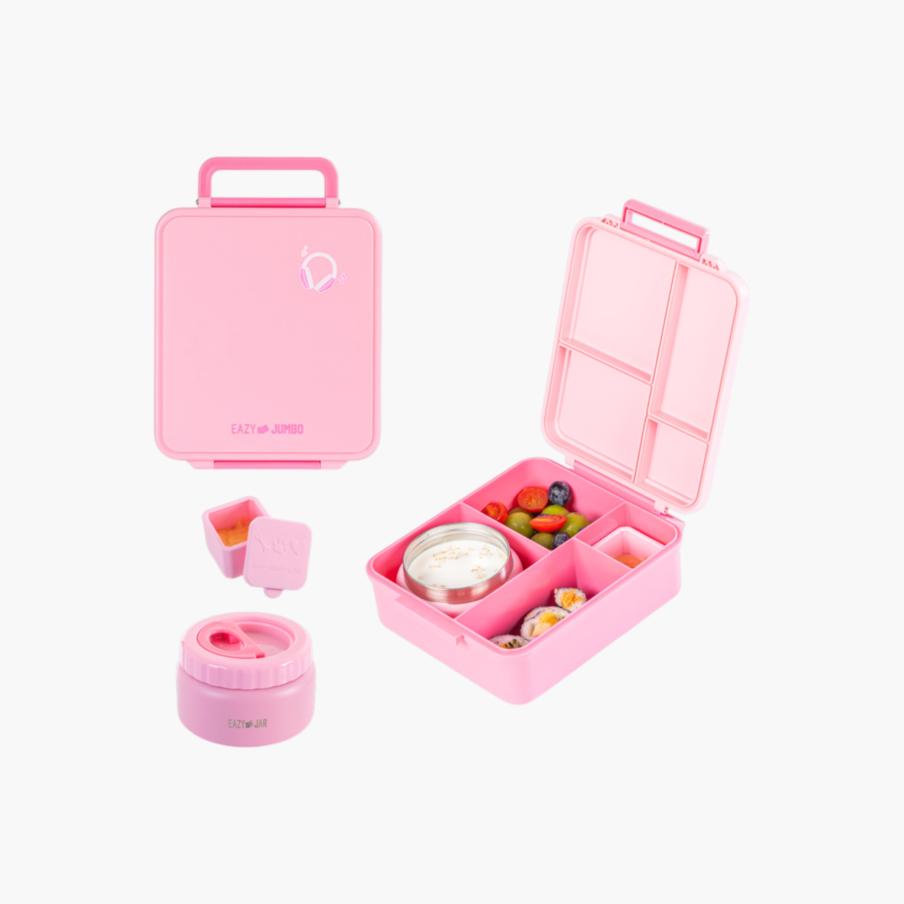 Eazy Kids Jumbo Solid Lunch Box with Insulated Jar and Dip Box Set-school-lunchessentials-lunchboxes-image-1