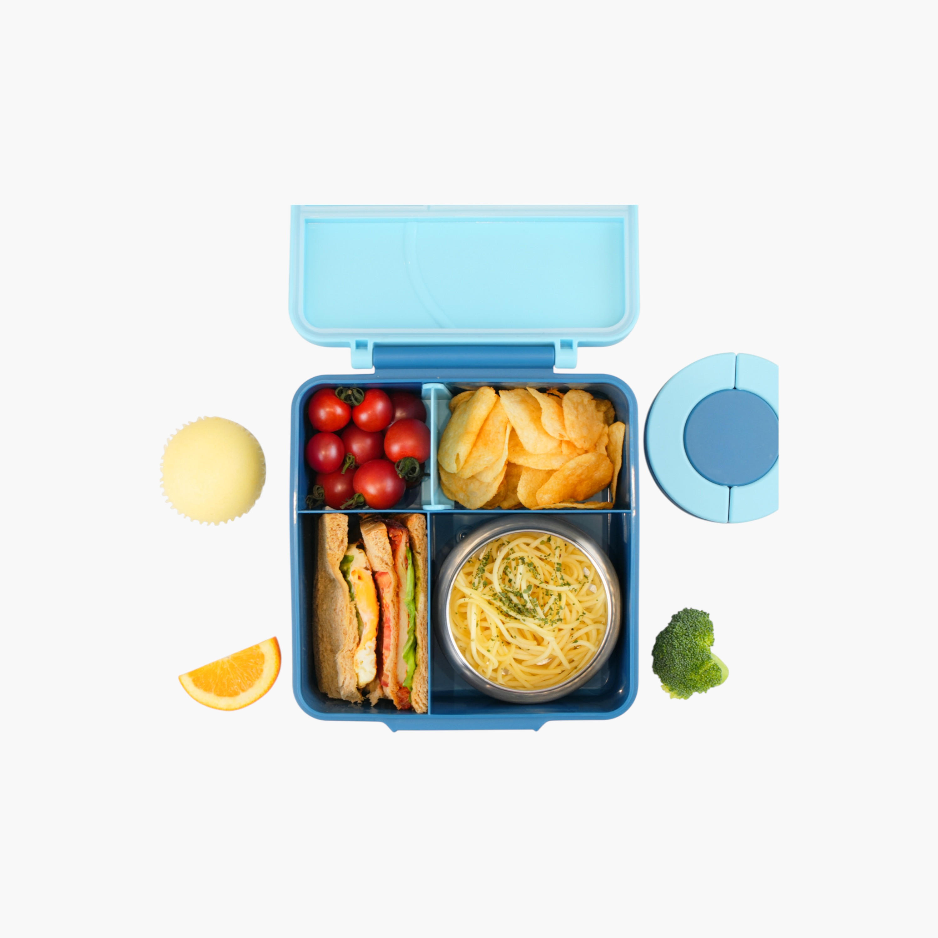 صندوق غداء مقسم سادة مع أدوات مائدة وجرة طعام من إيزي كيدز-school-lunchessentials-lunchboxes-image-14