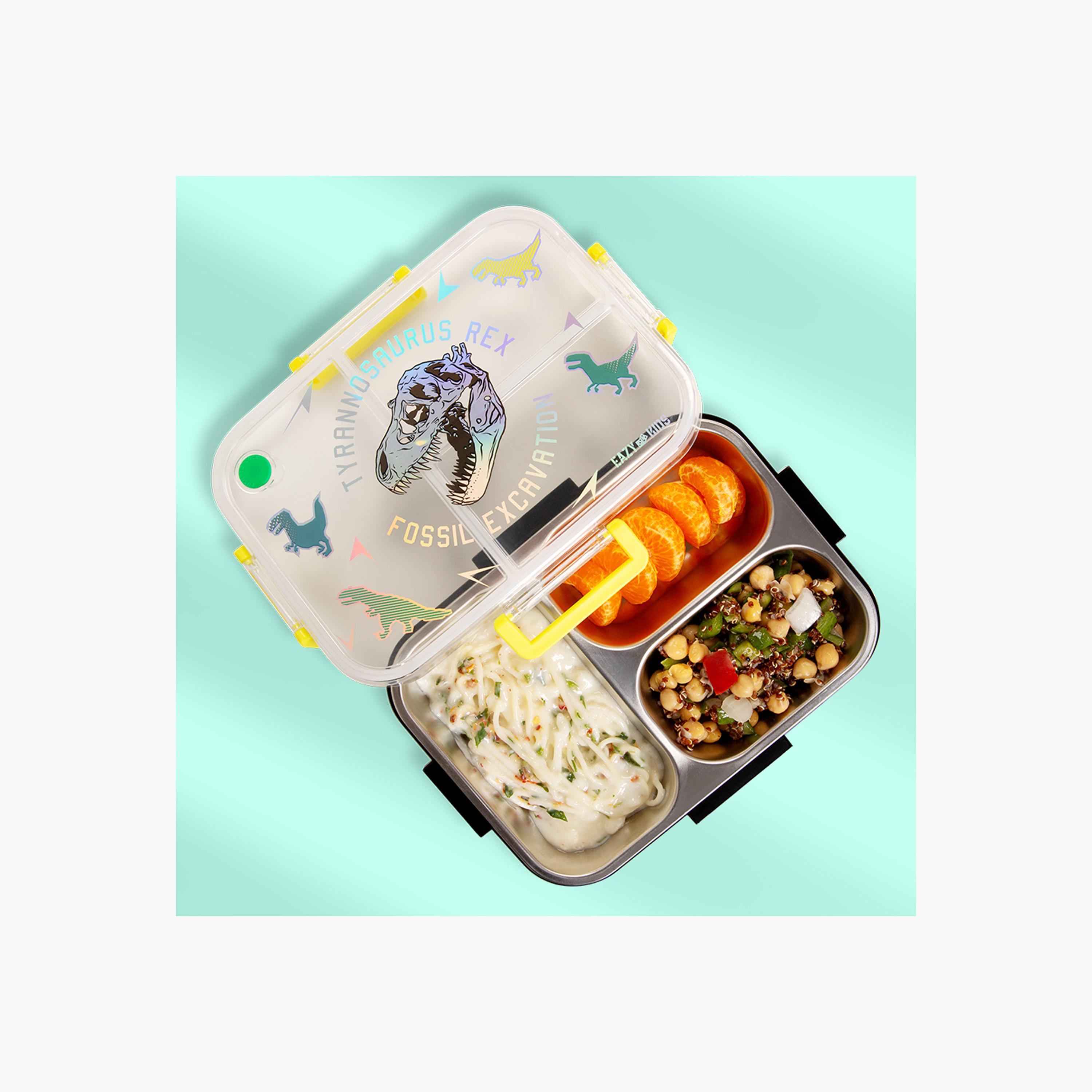 Eazy Kids Dinosaur Print Stainless Steel Lunch Box-school-lunchessentials-lunchboxes-image-5