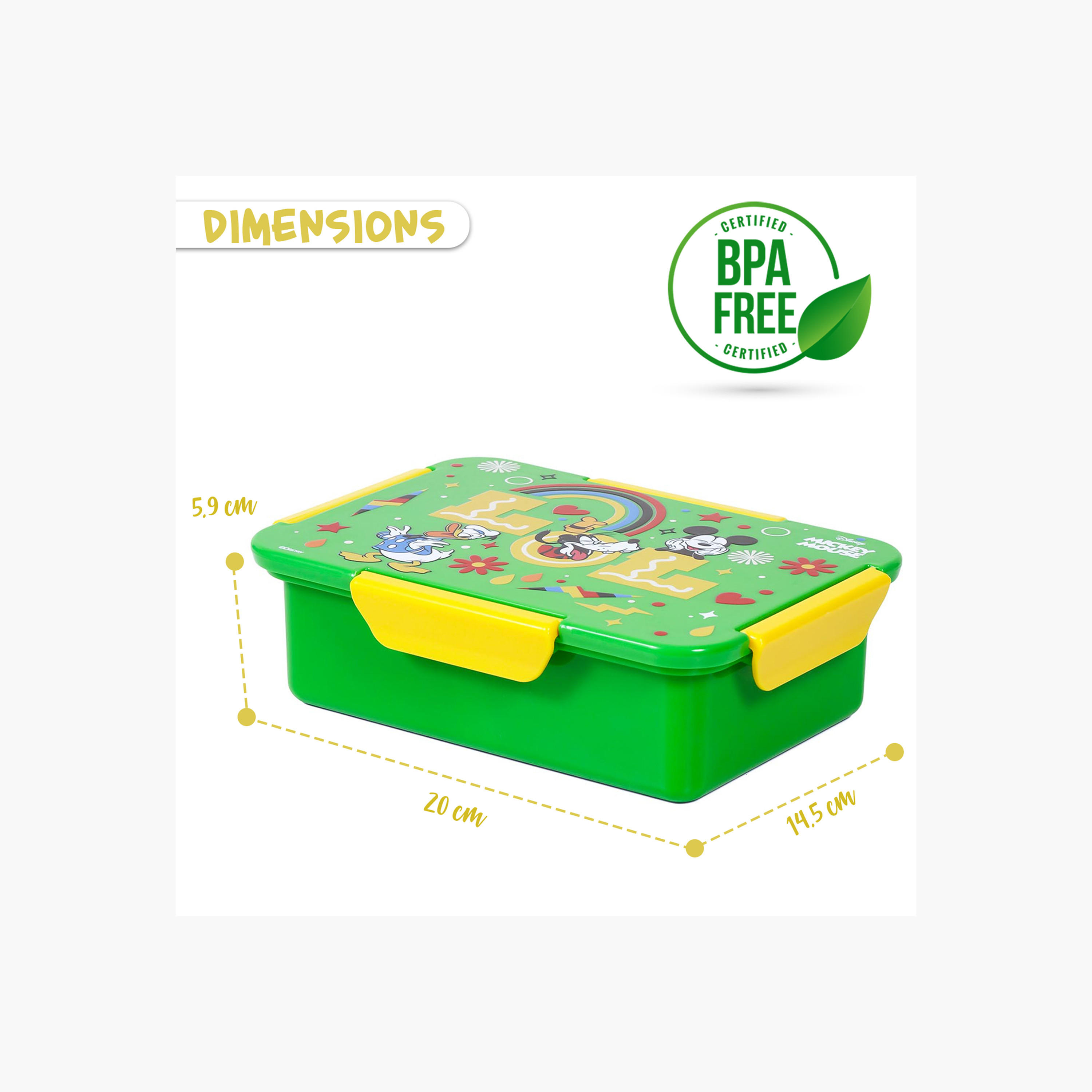 Eazy Kids Mickey Mouse Print Convertible Compartment Bento Lunch Box-school-lunchessentials-lunchboxes-image-8