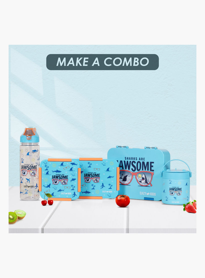 Eazy Kids Shark Print Convertible Compartment Bento Lunch Box with Clip Lock Lid-school-lunchessentials-lunchboxes-image-10