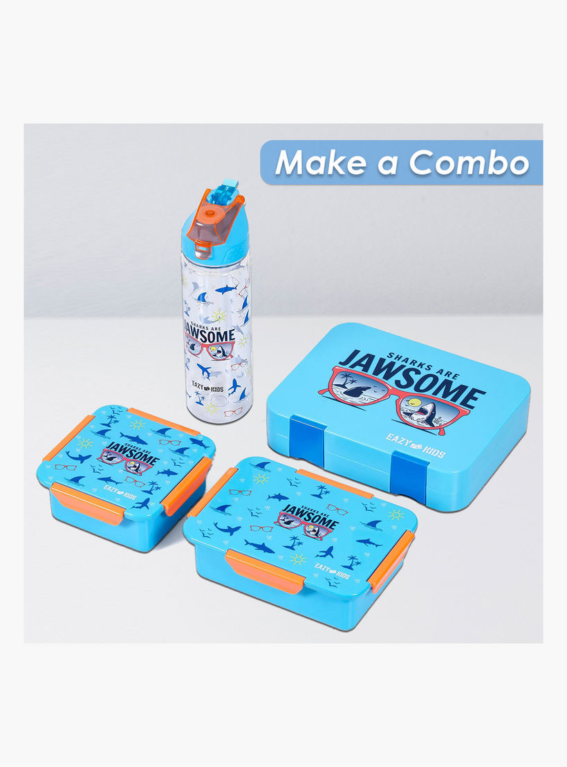 Eazy Kids Shark Print Convertible Compartment Bento Lunch Box with Clip Lock Lid-school-lunchessentials-lunchboxes-image-11