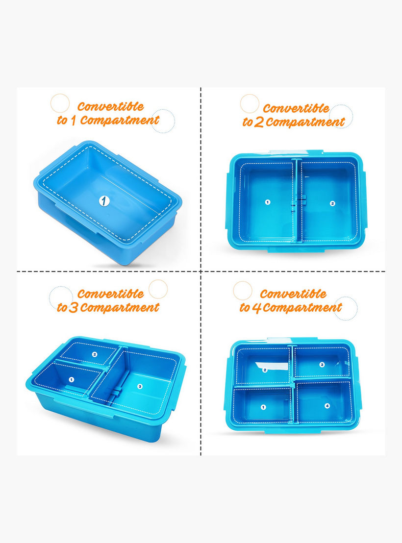 Eazy Kids Shark Print Convertible Compartment Bento Lunch Box with Clip Lock Lid-school-lunchessentials-lunchboxes-image-5