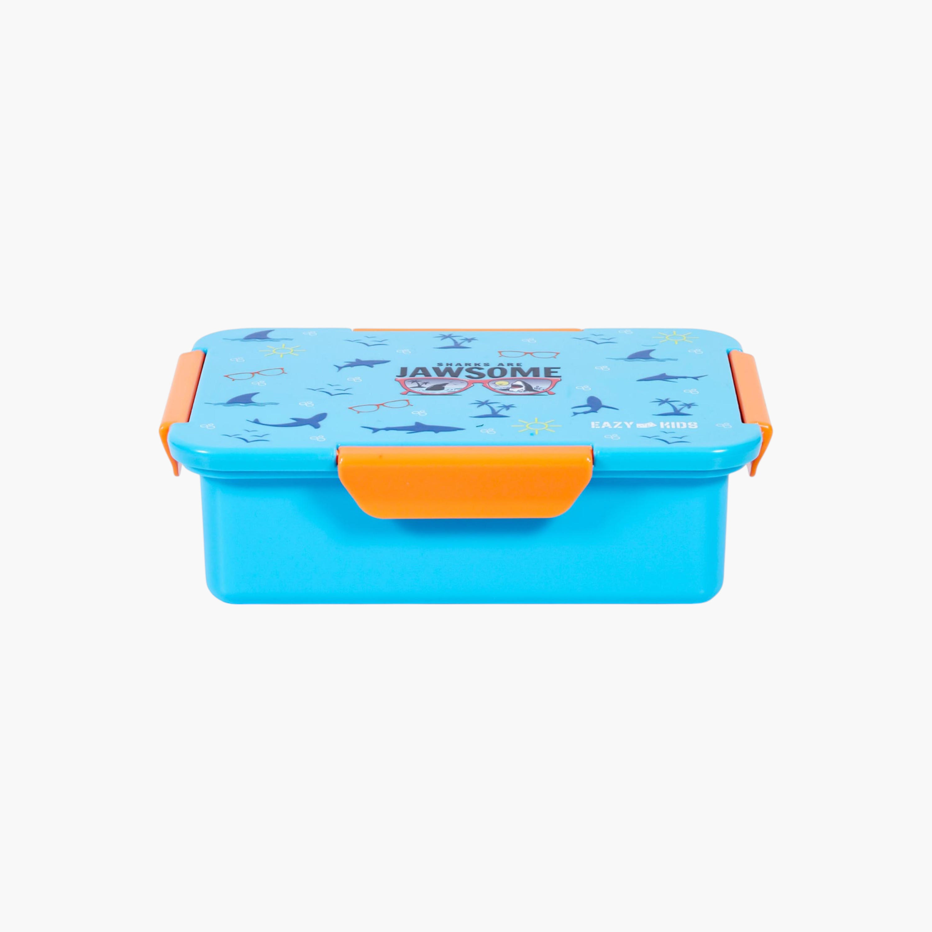 Eazy Kids Shark Print Convertible Compartment Bento Lunch Box with Clip Lock Lid-school-lunchessentials-lunchboxes-image-8