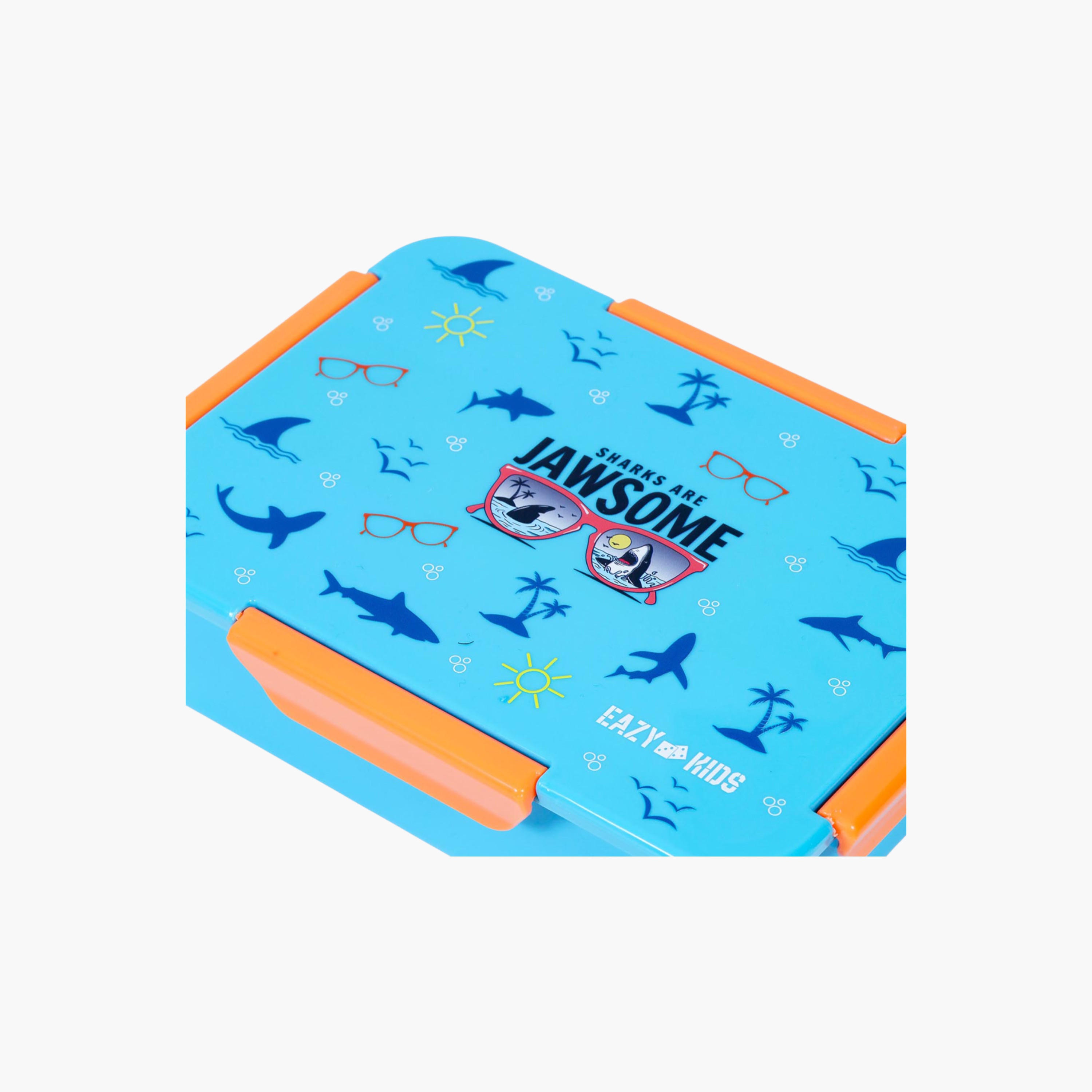 Eazy Kids Shark Print Convertible Compartment Bento Lunch Box with Clip Lock Lid-school-lunchessentials-lunchboxes-image-9
