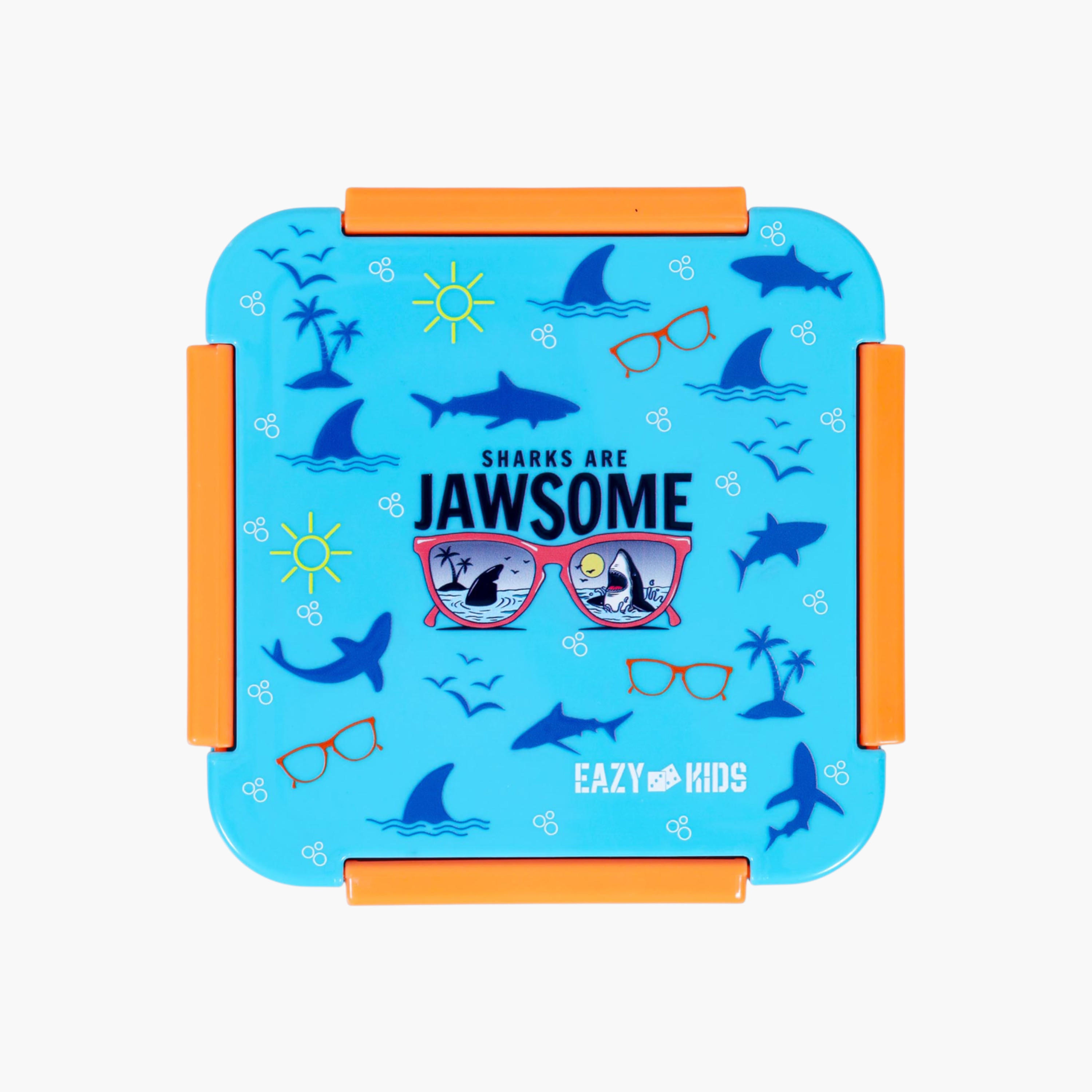 صندوق غداء بطبعات القرش مع غطاء بإغلاق بمشبك من إيزي كيدز-school-lunchessentials-lunchboxes-image-2