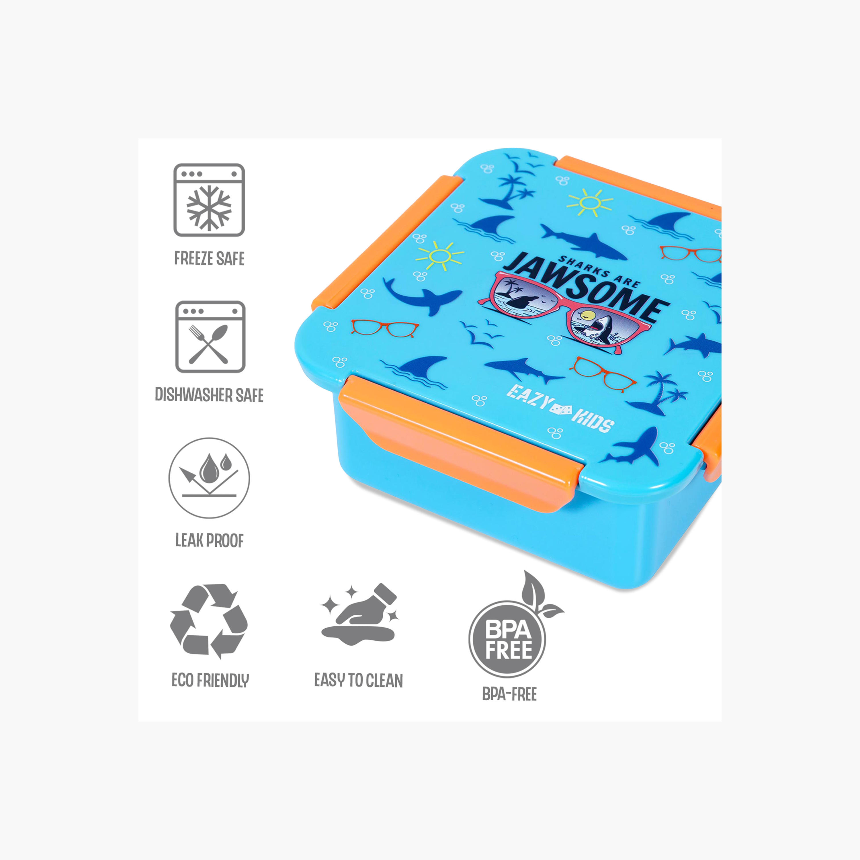 صندوق غداء بطبعات القرش مع غطاء بإغلاق بمشبك من إيزي كيدز-school-lunchessentials-lunchboxes-image-3
