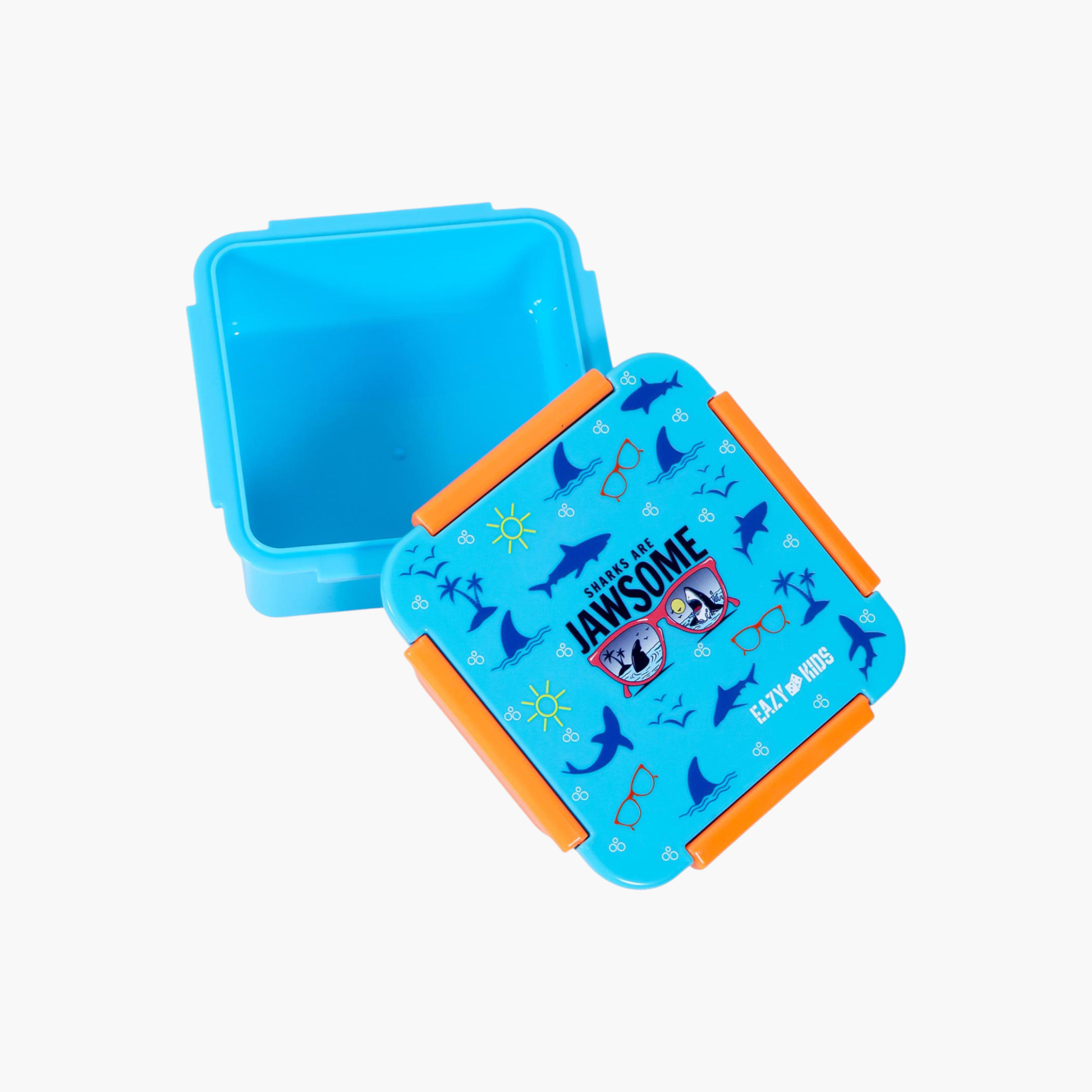 Eazy Kids Shark Print Lunch Box with Clip Lock Lid-school-lunchessentials-lunchboxes-image-5