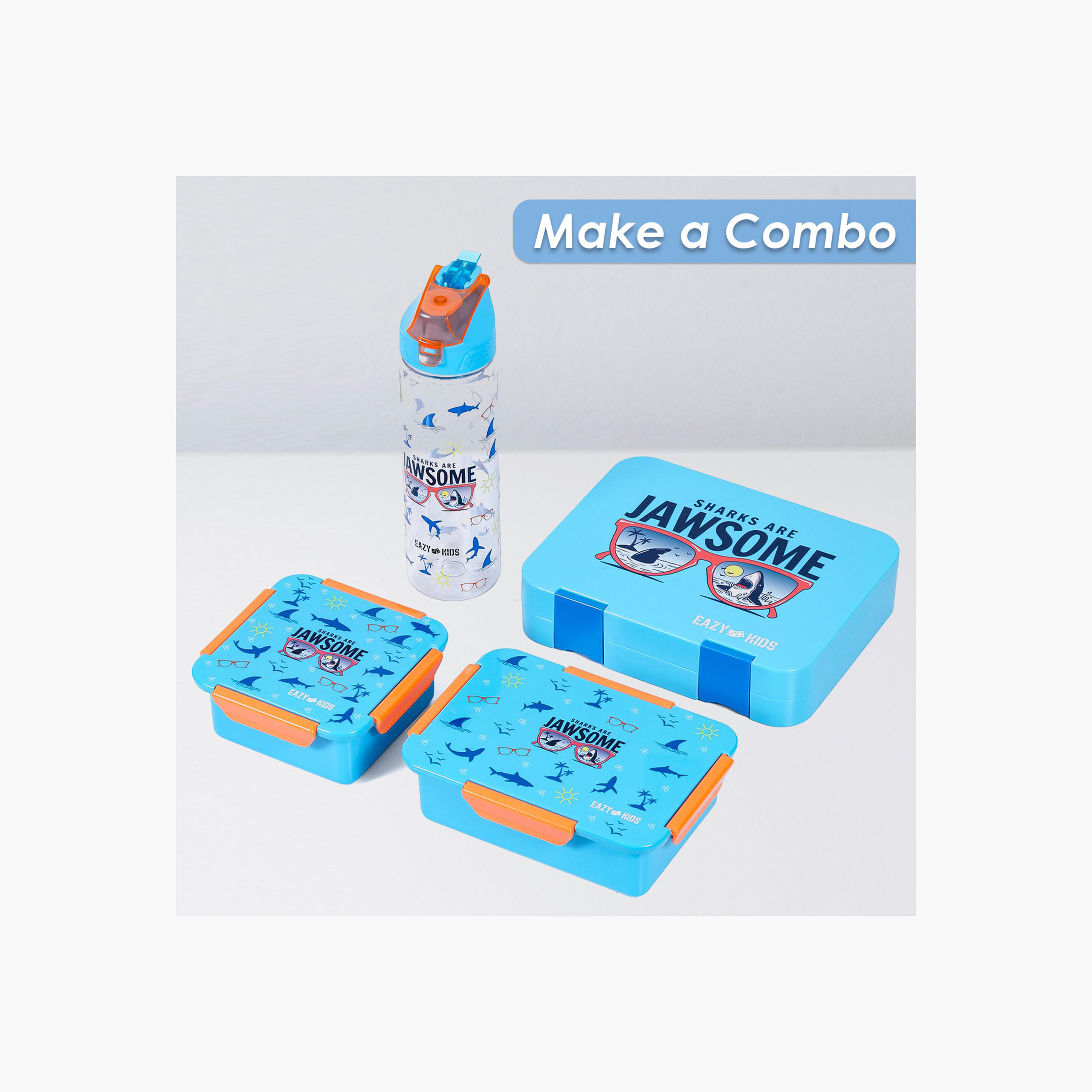 صندوق غداء بطبعات القرش مع غطاء بإغلاق بمشبك من إيزي كيدز-school-lunchessentials-lunchboxes-image-6
