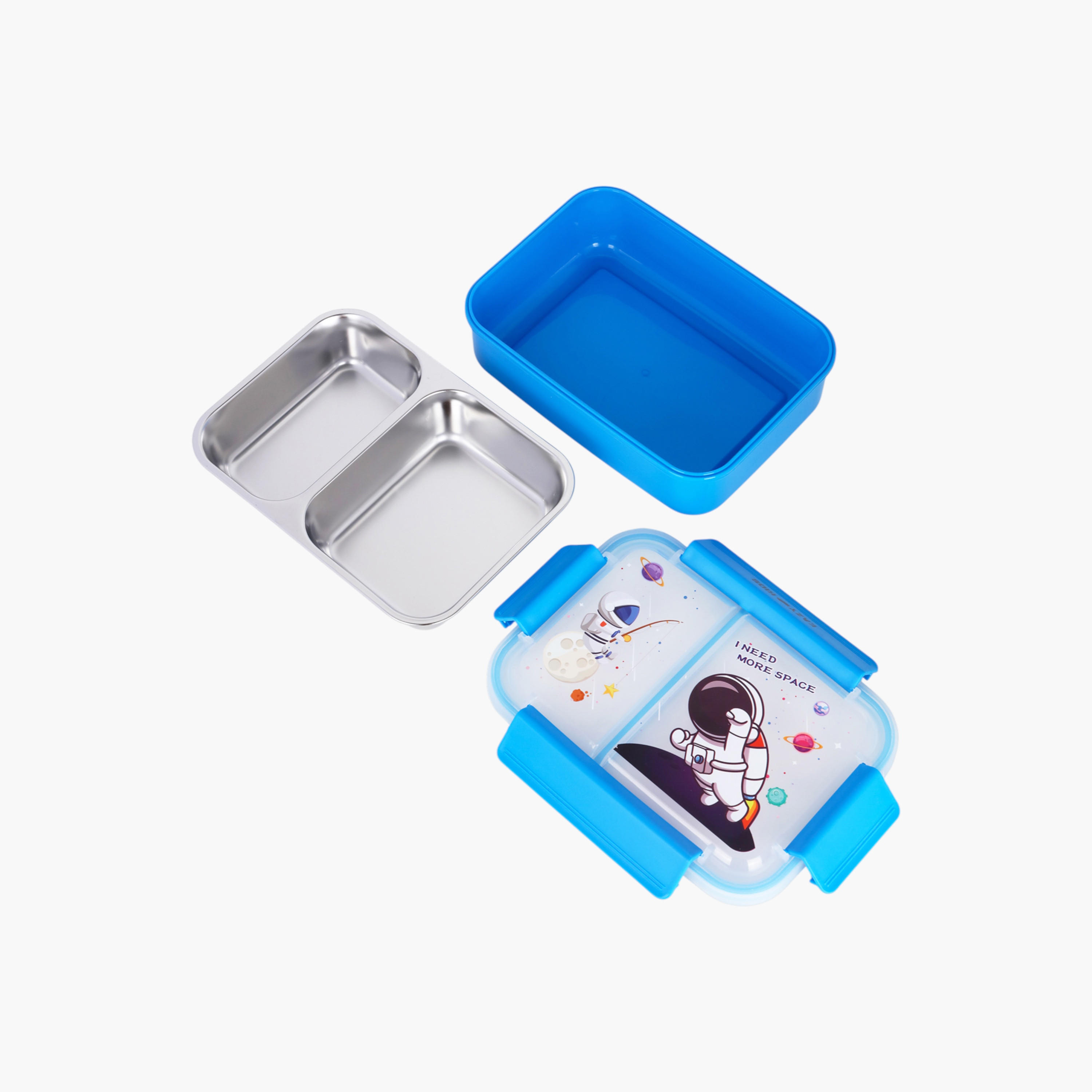Eazy Kids Astronaut Print Stainless Steel Lunch Box-school-lunchessentials-lunchboxes-image-2
