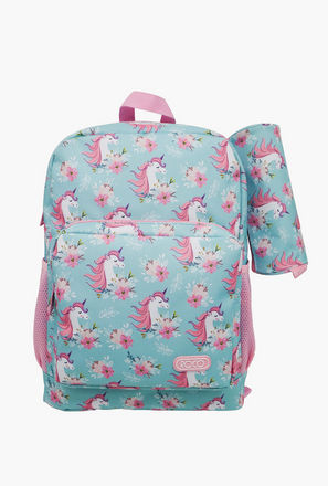 Roco Unicorn Print 16-inch Backpack with Adjustable Shoulder Straps and Pencil Pouch - 43x31x14 cms-school-image-1