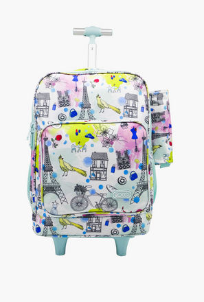 شنطة ظهر ترولي 15.6 بوصة بمقبض قابل للسحب ومقلمة وطبعات من روكو - 46x33x20 سم-school-bagsandbackpacks-trolleybags-image-1