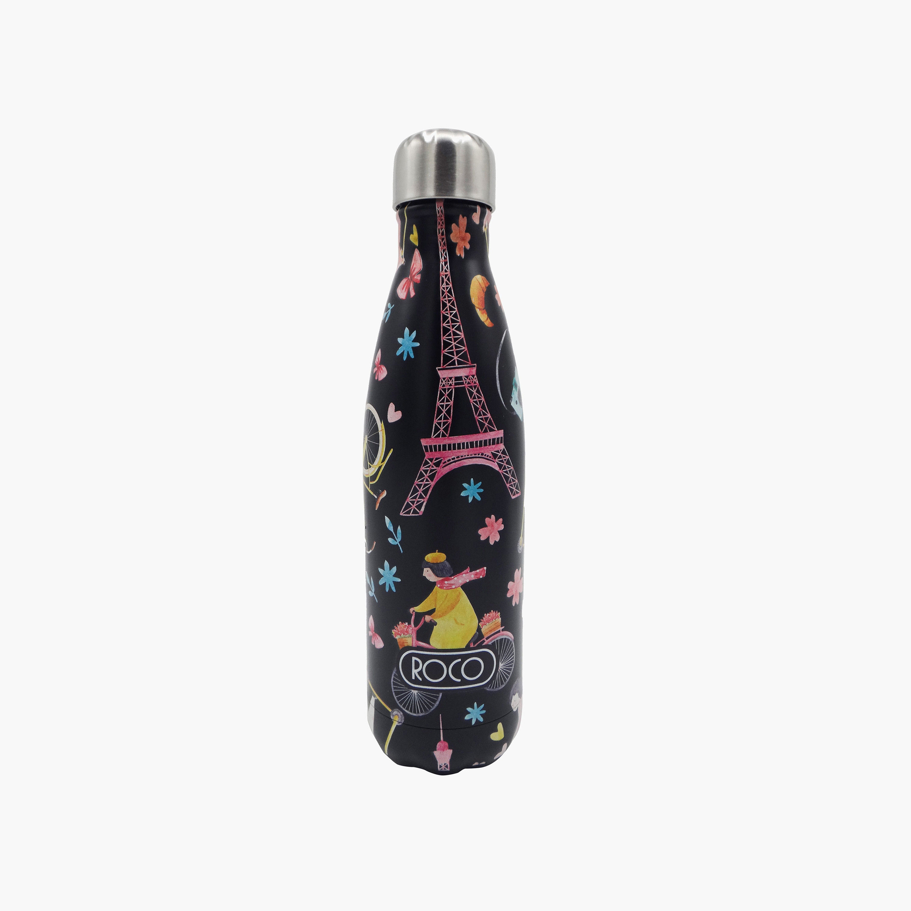 Roco Eiffel Tower Print Stainless Steel Water Bottle-school-waterbottles-image-1