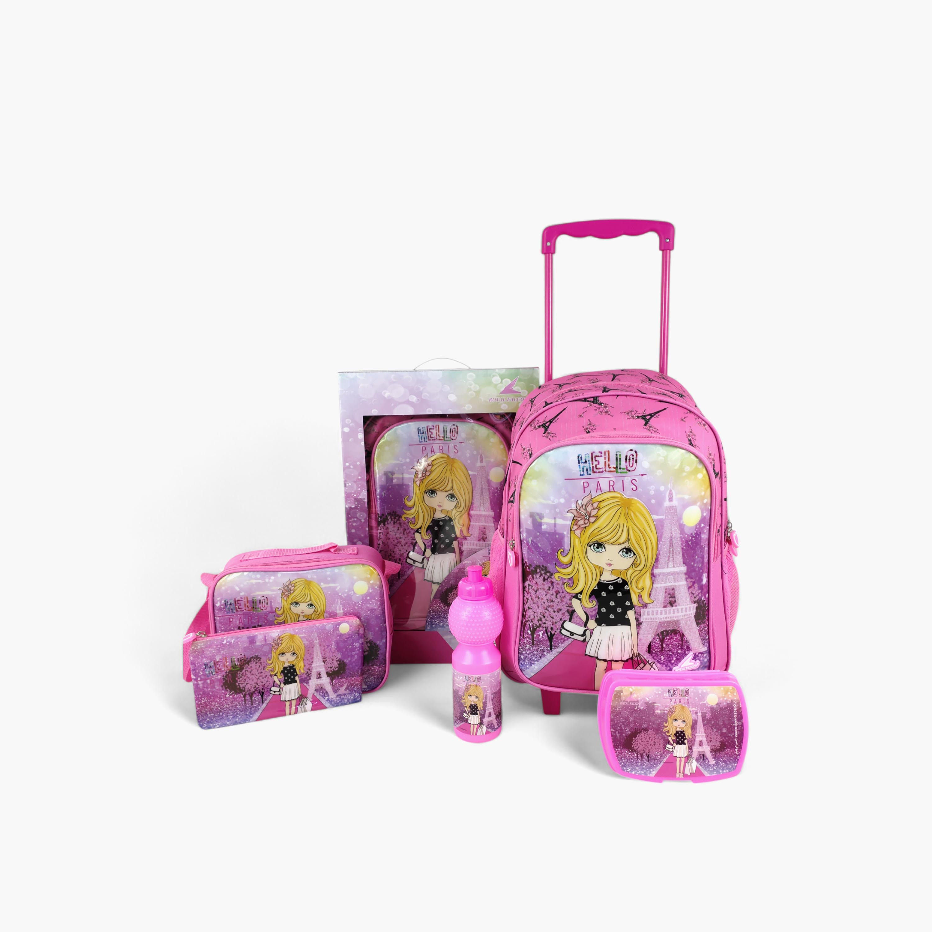 Royal Falcon 5-Piece Graphic Print 16-inch Trolley Backpack Set - 45x31x17 cms-school-bagsandbackpacks-trolleybags-image-1