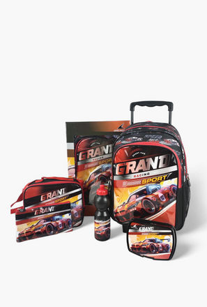 Royal Falcon 5-Piece Racing Print 16-inch Trolley Backpack Set - 45x31x17 cms-school-image-1
