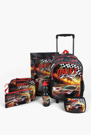 Royal Falcon 5-Piece Racing Print 16-inch Trolley Backpack Set - 45x31x17 cms-school-image-1