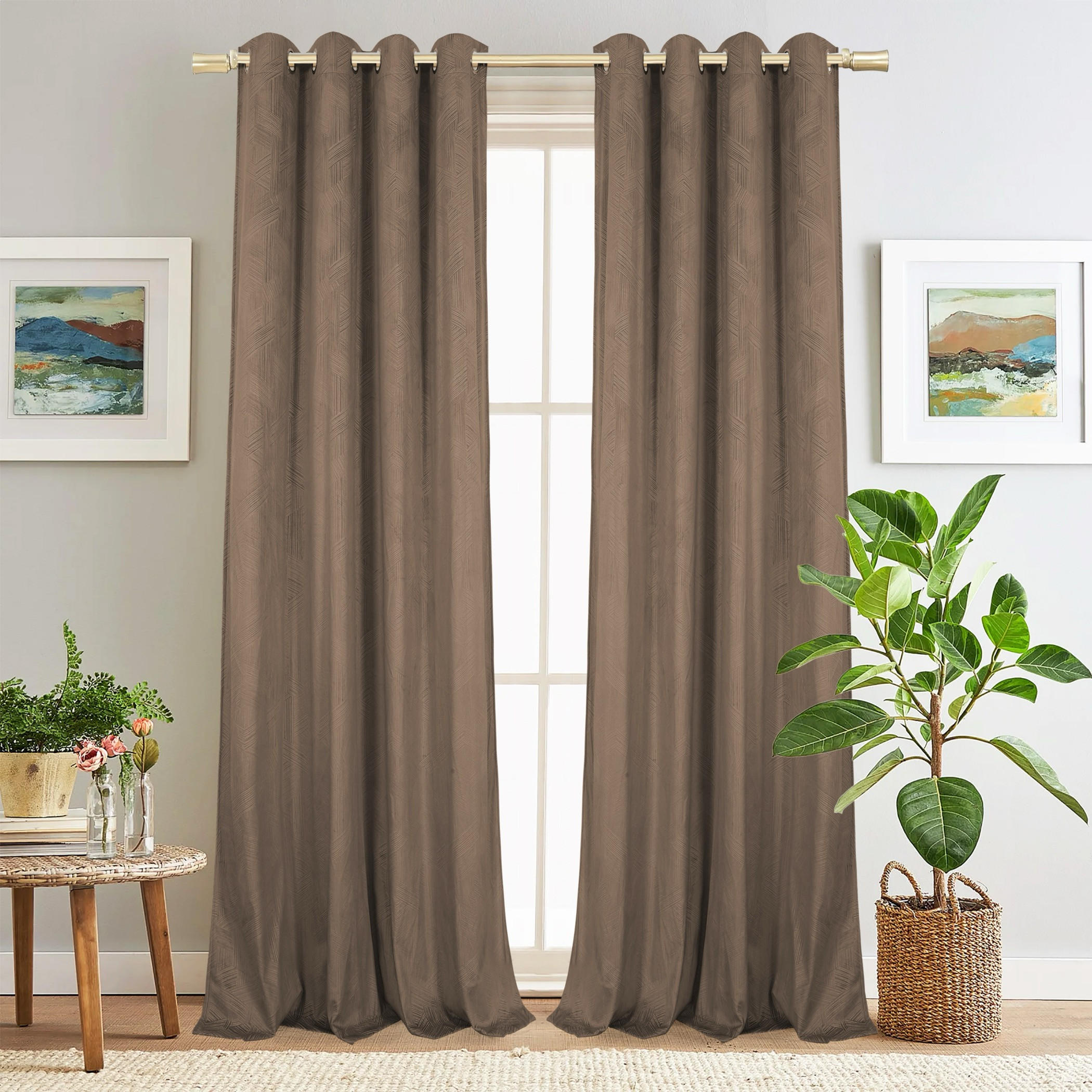 Geometric Pattern Eyelet Curtain Set-household-windows-curtains-image-5