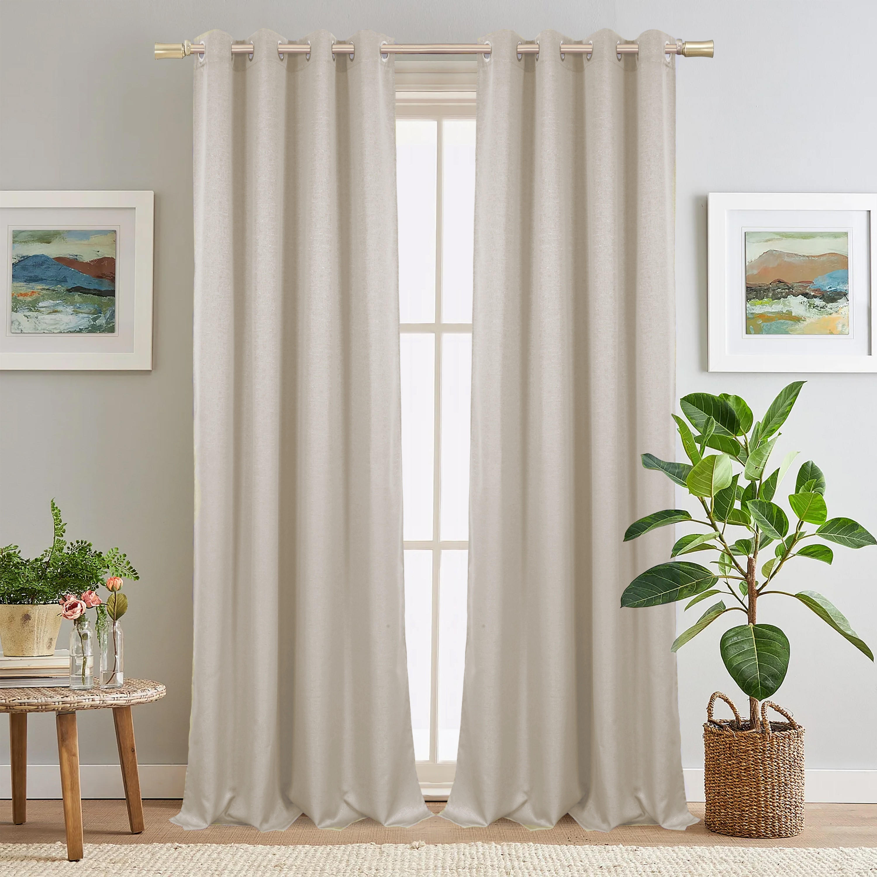 ستارة معتمة جزئياً بنسيج مزخرف وحلقات-household-windows-curtains-image-9