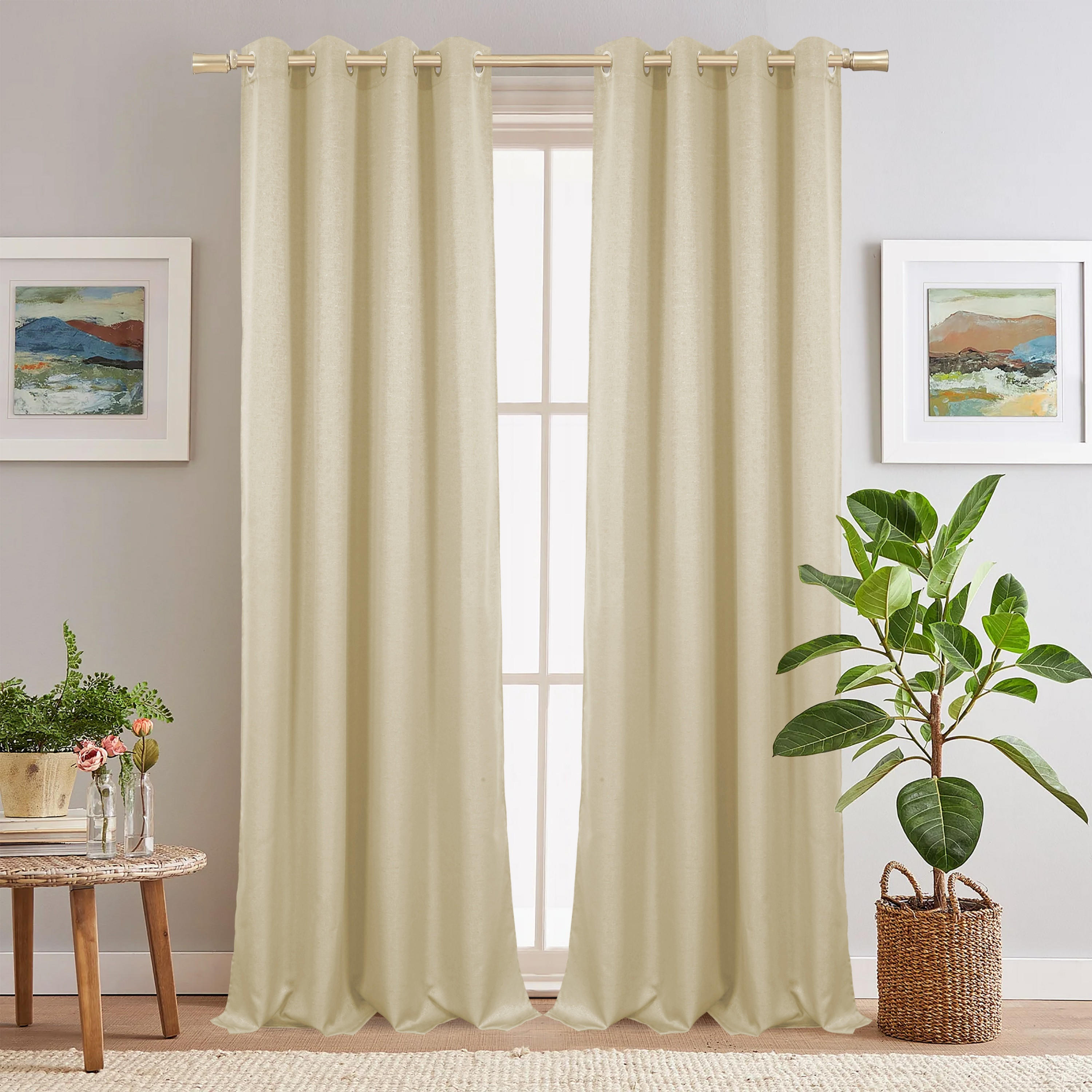 ستارة معتمة جزئياً بنسيج مزخرف وحلقات-household-windows-curtains-image-1