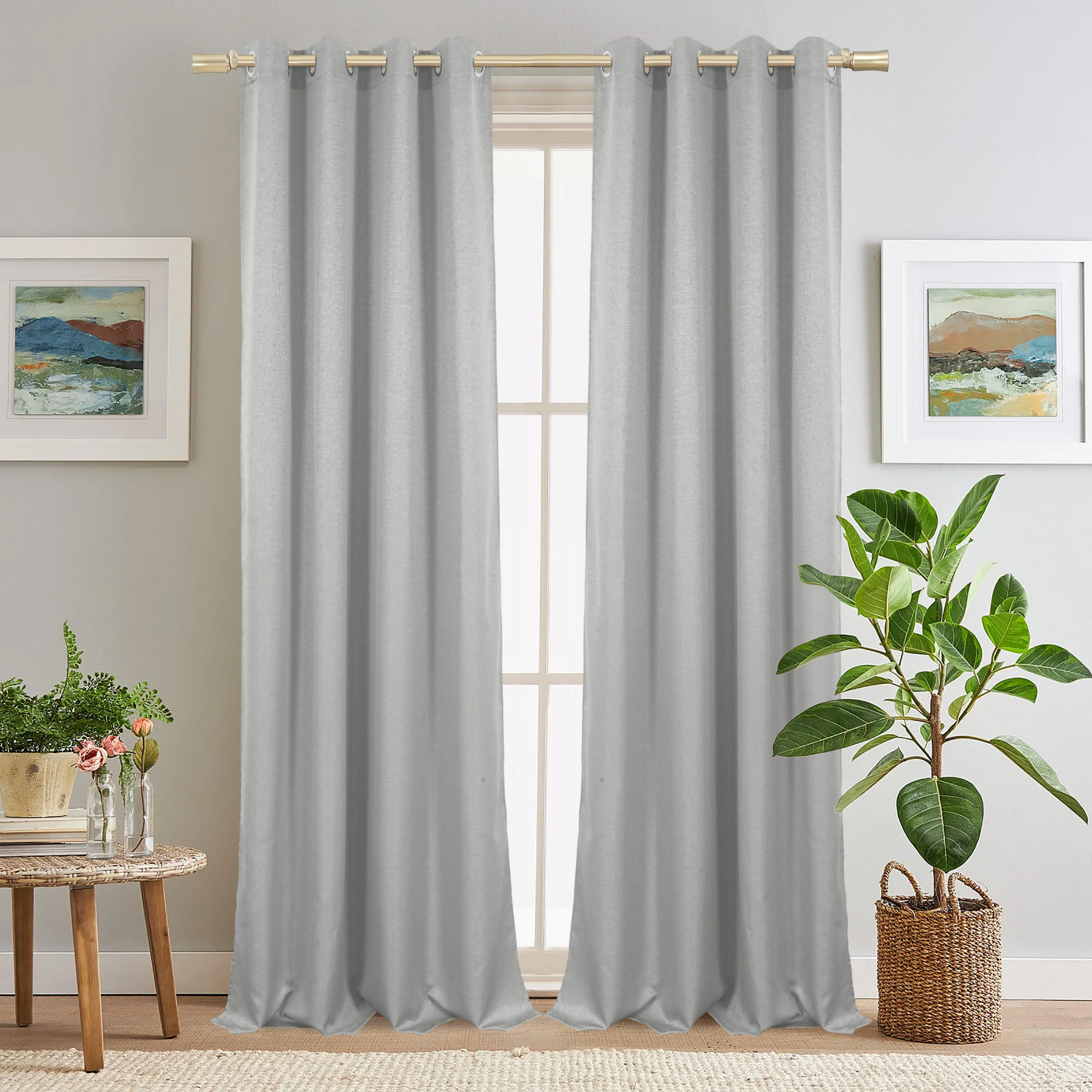 Textured Semi-Blackout Eyelet Curtain-household-windows-curtains-image-1
