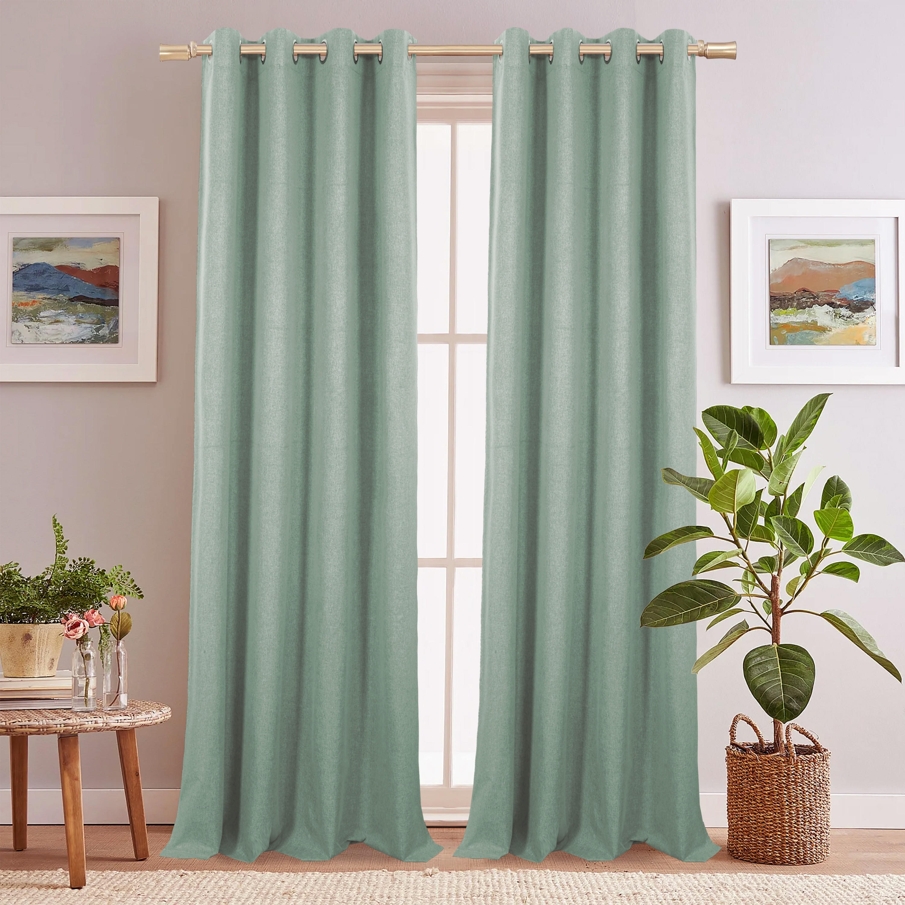 Single Panel Linen Blend Eyelet Curtains-household-windows-curtains-image-1