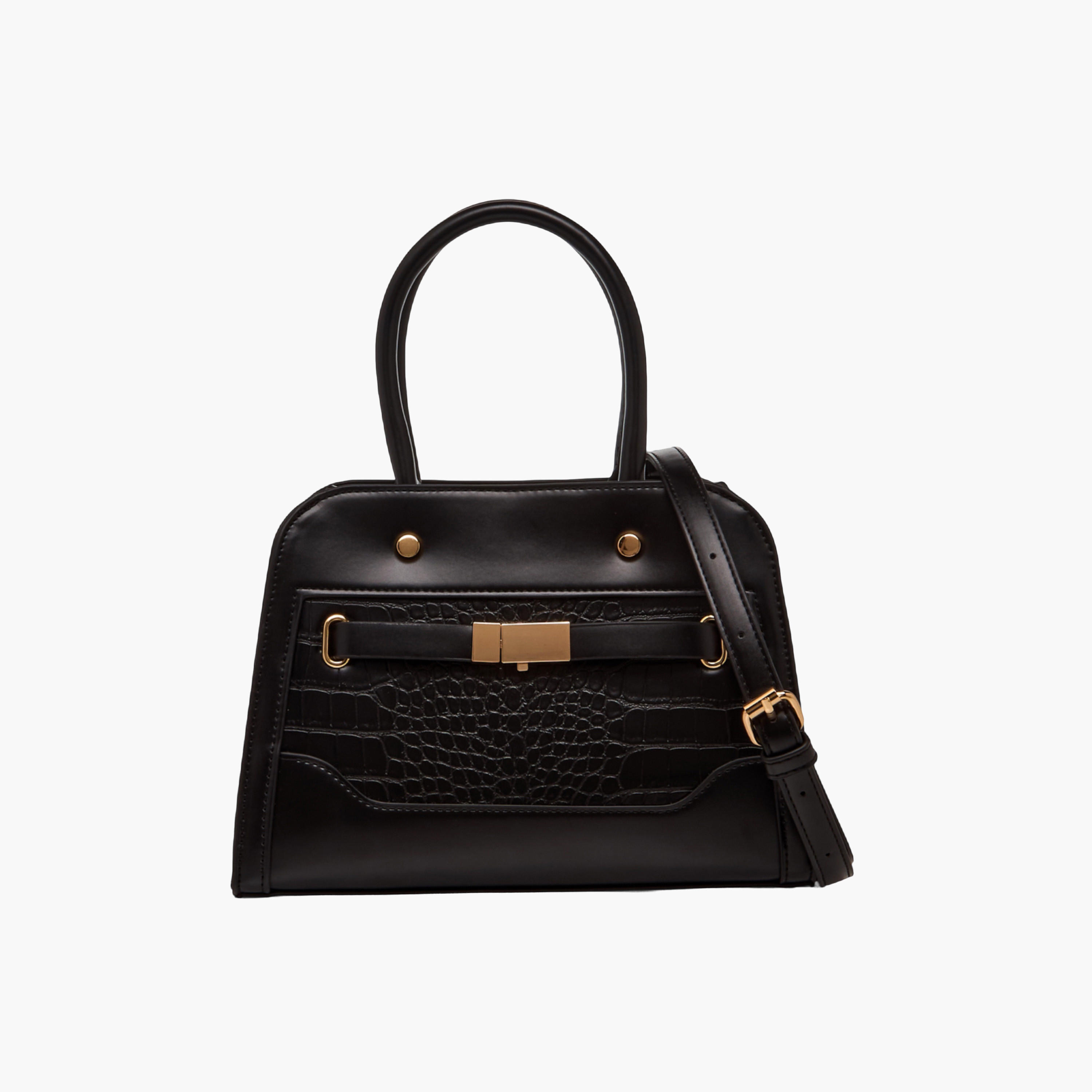 Sasha Textured Satchel Bag with Double Handle-women-bagsandwallets-handbags-image-1